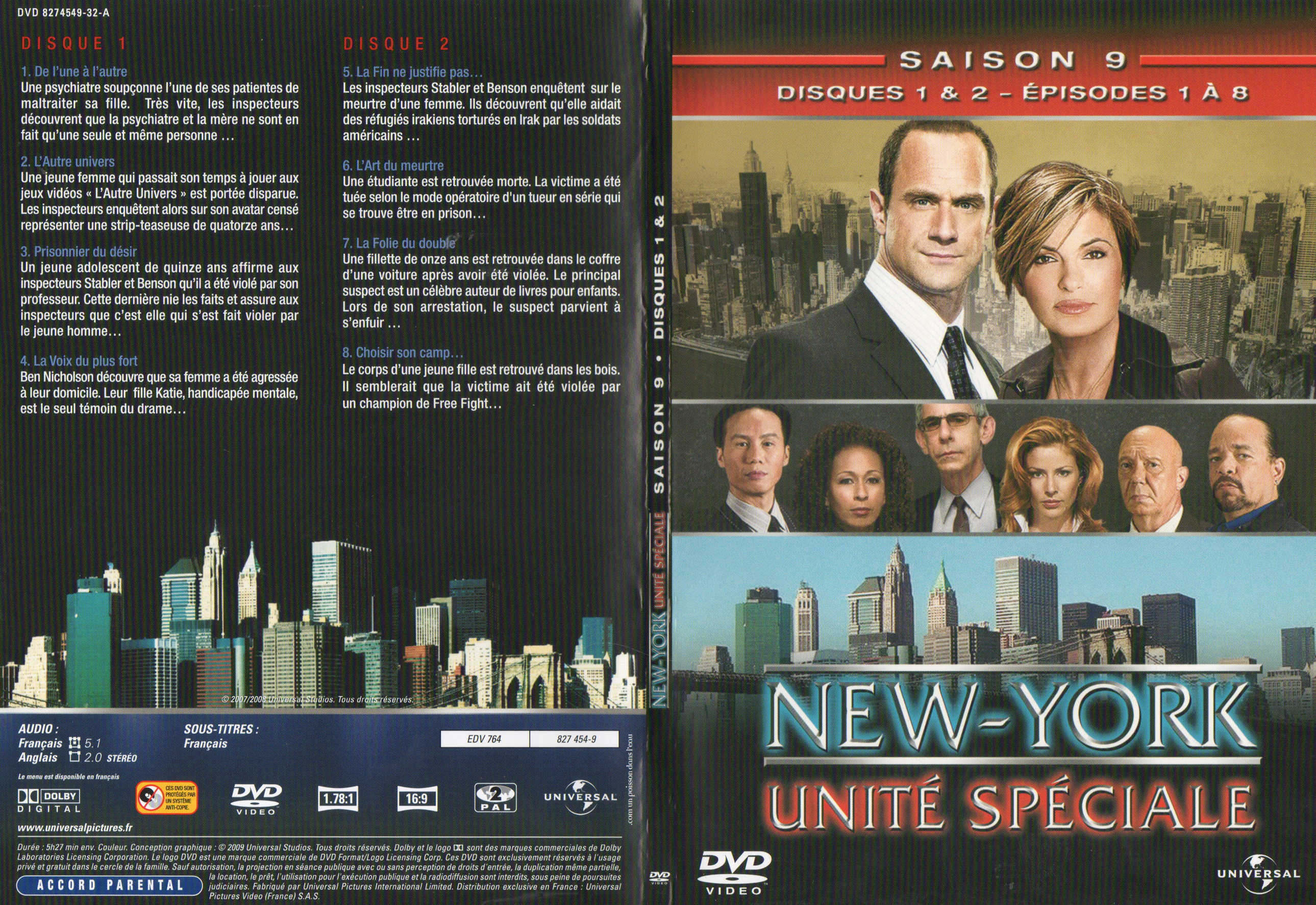 Jaquette DVD New York unit spciale saison 9 DVD 1
