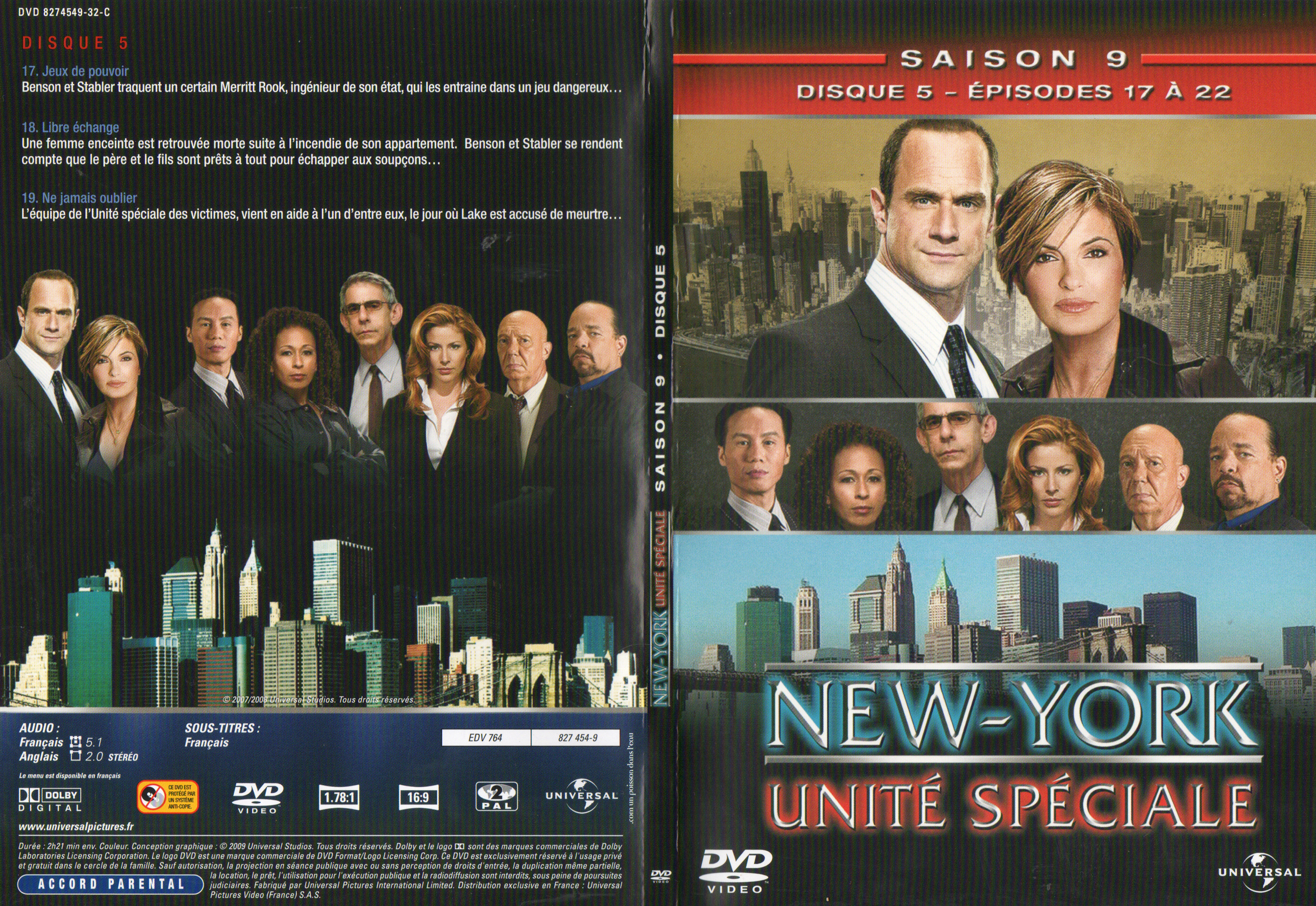 Jaquette DVD New York unit spciale saison 9 DVD 3