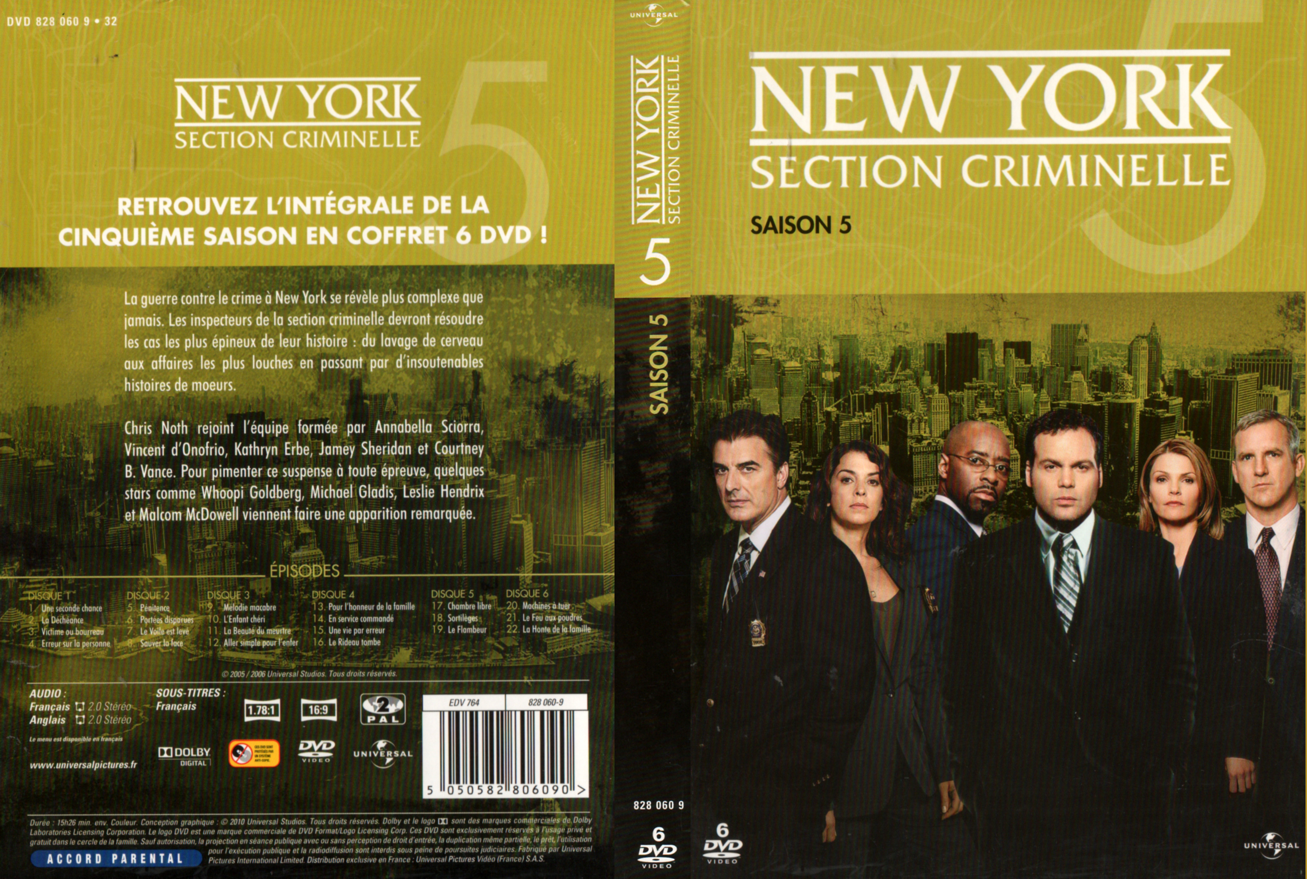Jaquette DVD New york section criminelle saison 5