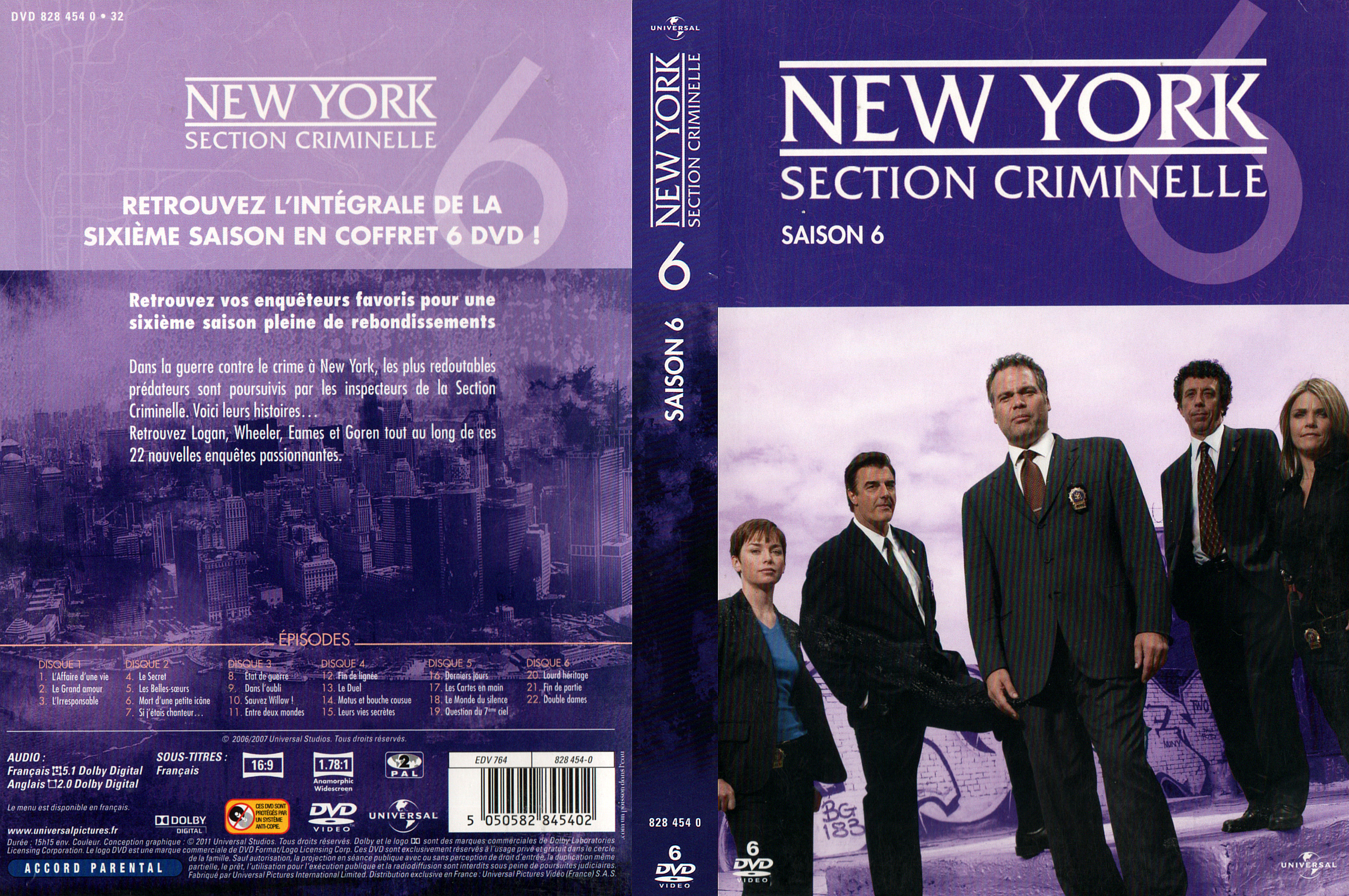 Jaquette DVD New york section criminelle saison 6