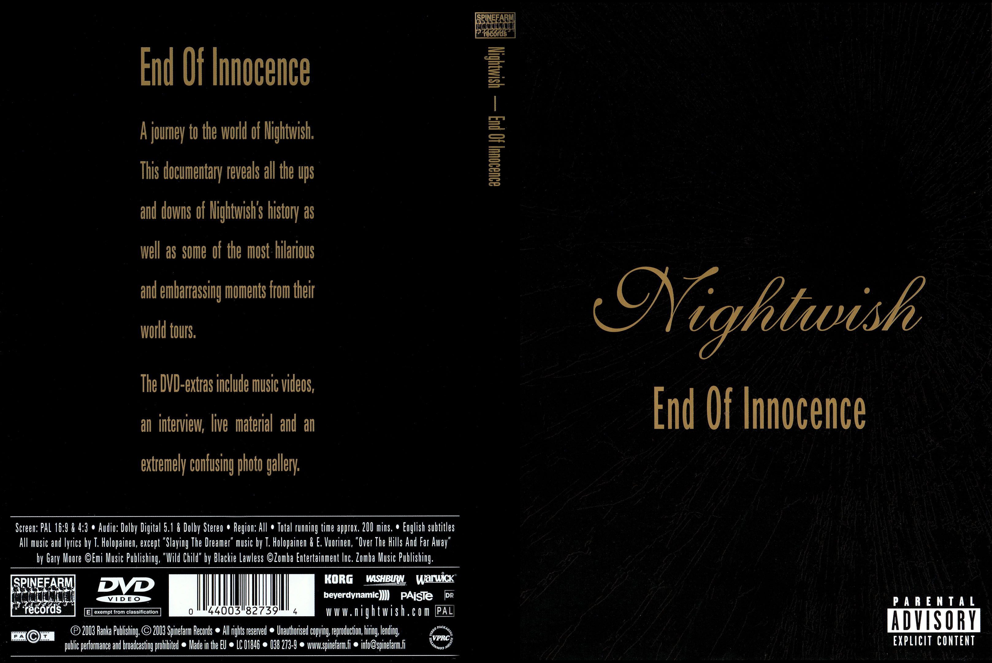 Jaquette DVD Nightwish - end of innocence