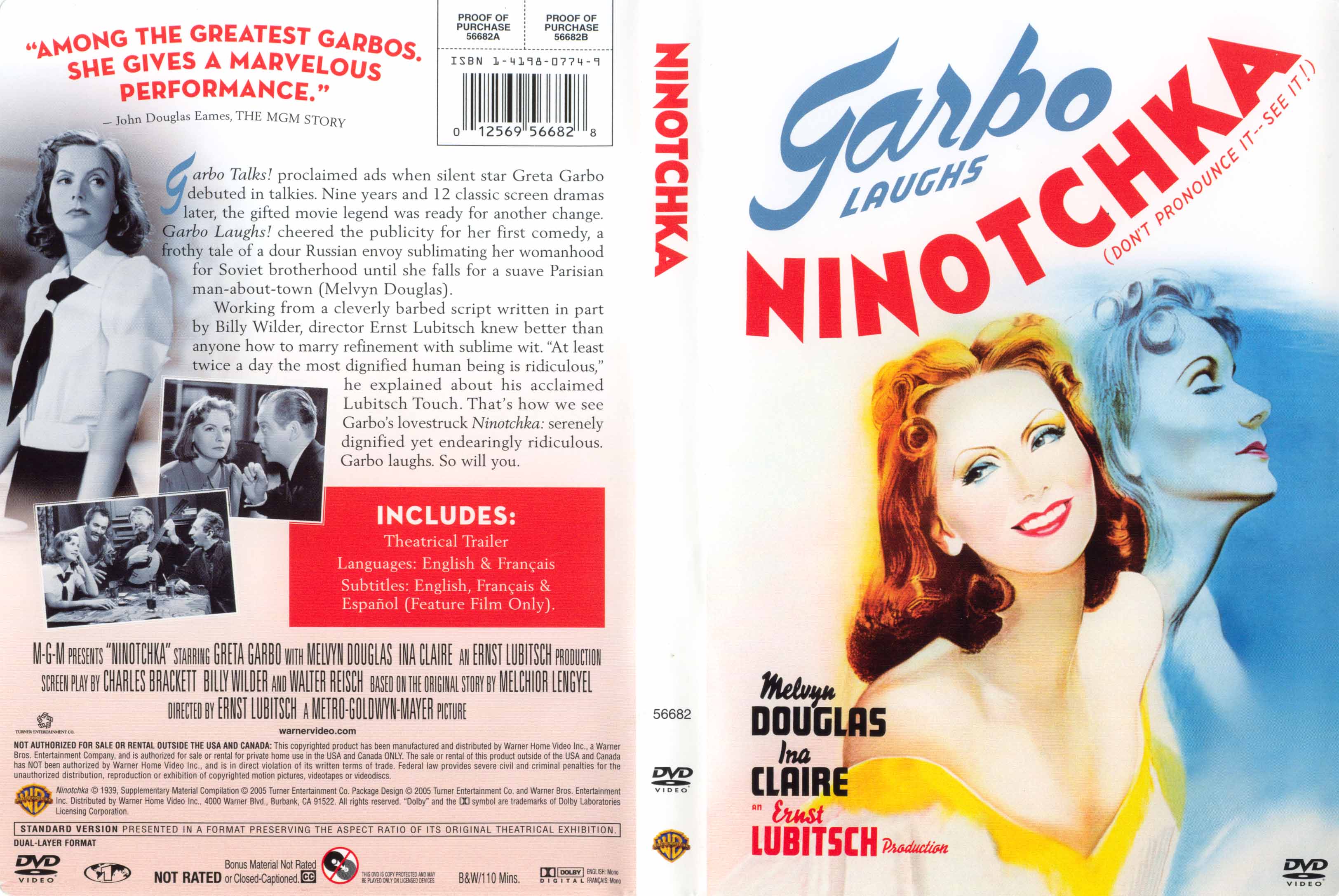 Jaquette DVD Ninotchka Zone 1