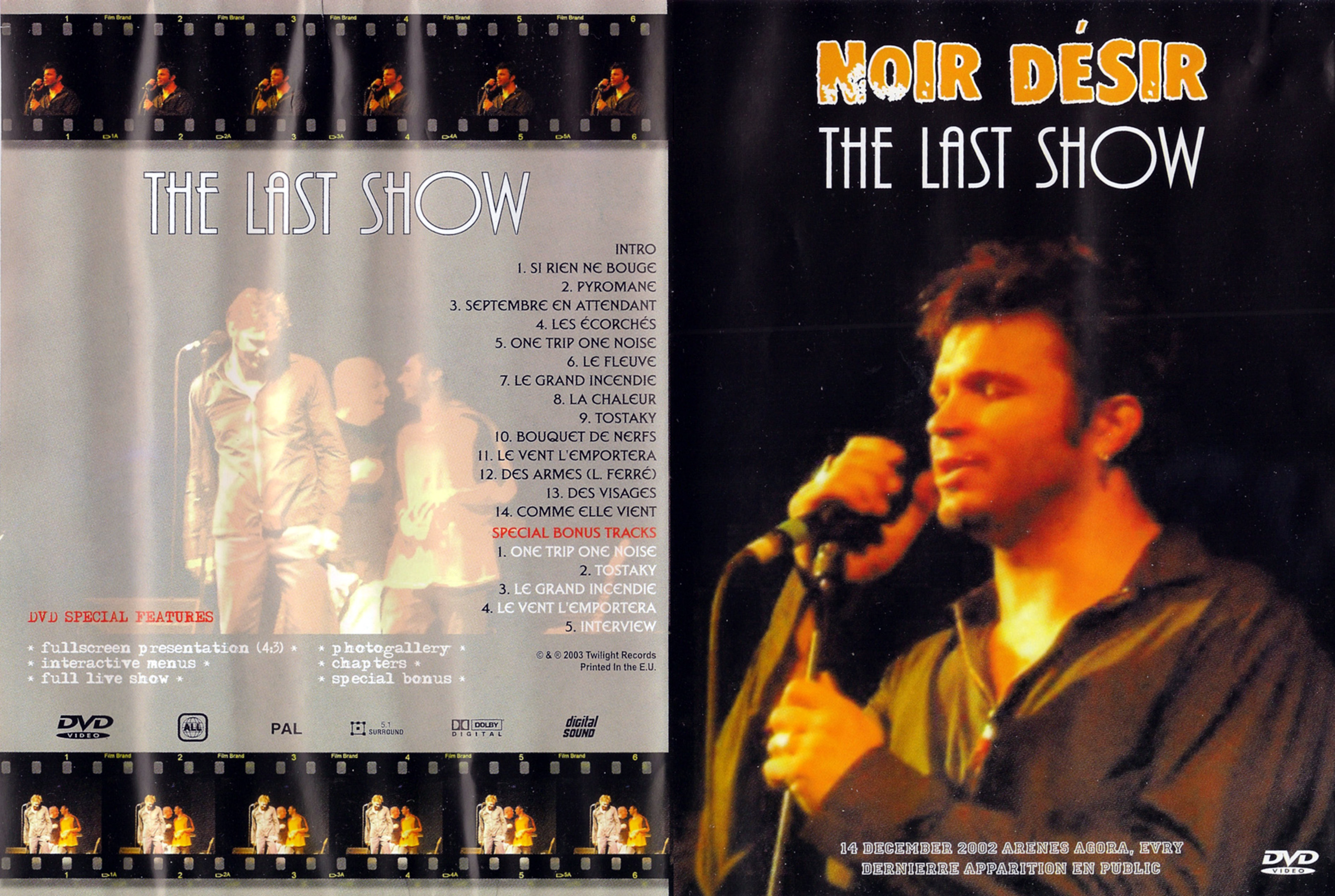 Jaquette DVD Noir Dsir - The last show