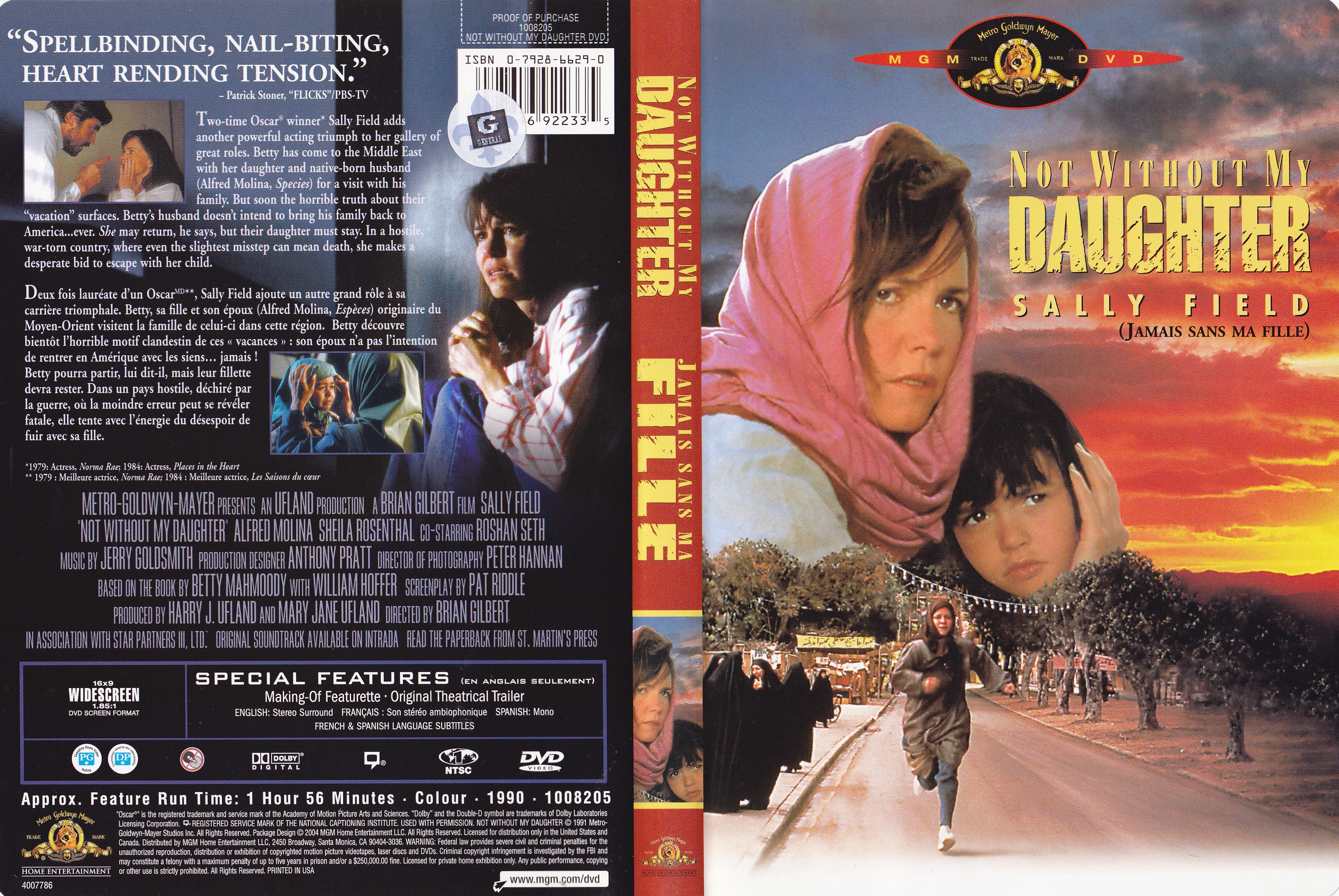 Jaquette DVD Not without my daughter - Jamais sans ma fille (Canadienne)