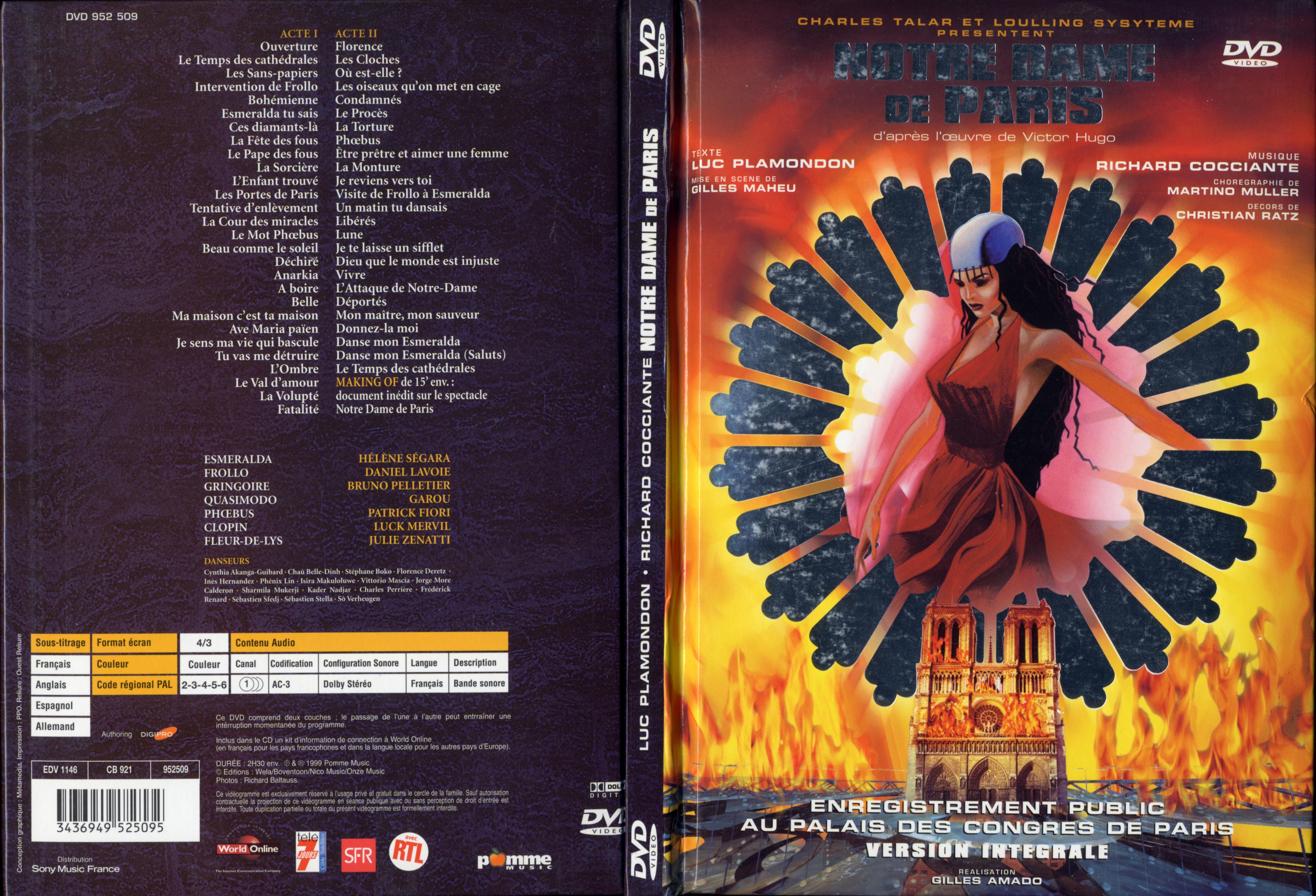 Jaquette DVD Notre dame de paris (spectacle)