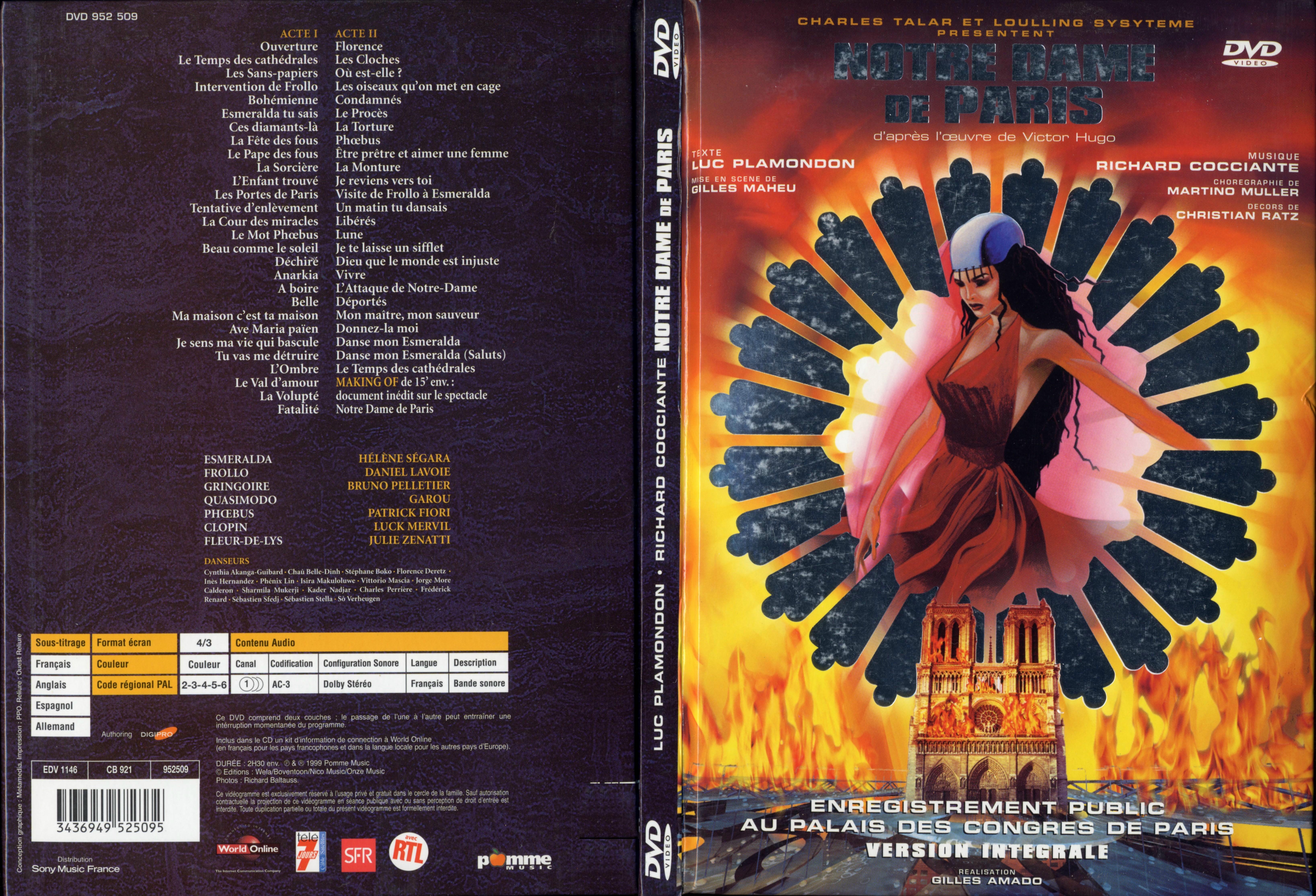 Jaquette DVD Notre dame de paris (spectacle) - SLIM