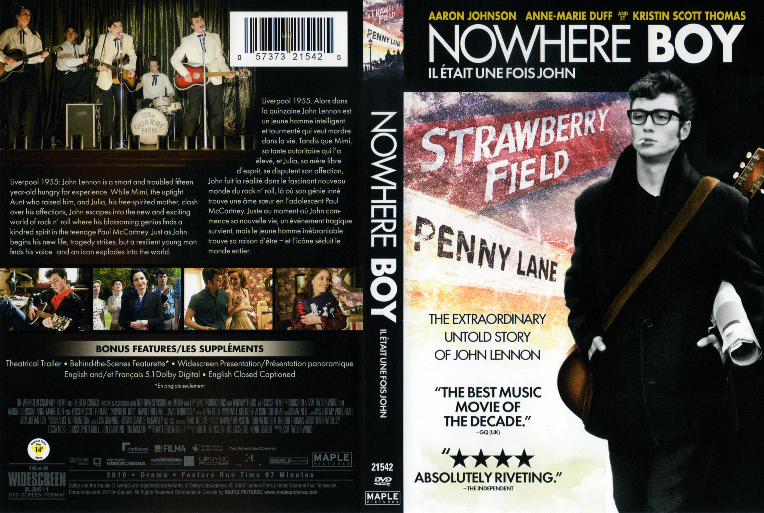 Jaquette DVD Nowhere boy (Canadienne)