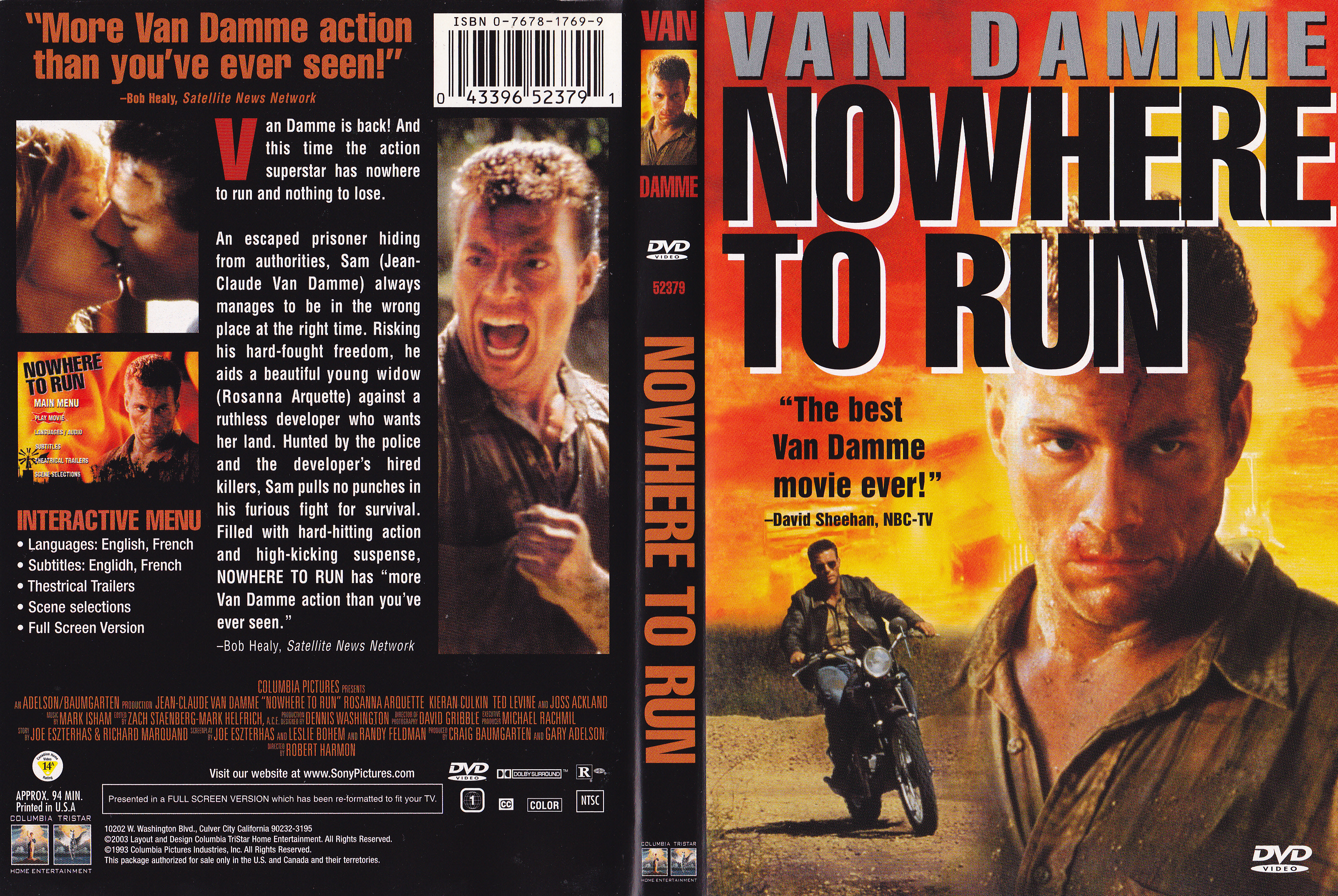 Jaquette DVD Nowhere to run (Canadienne)