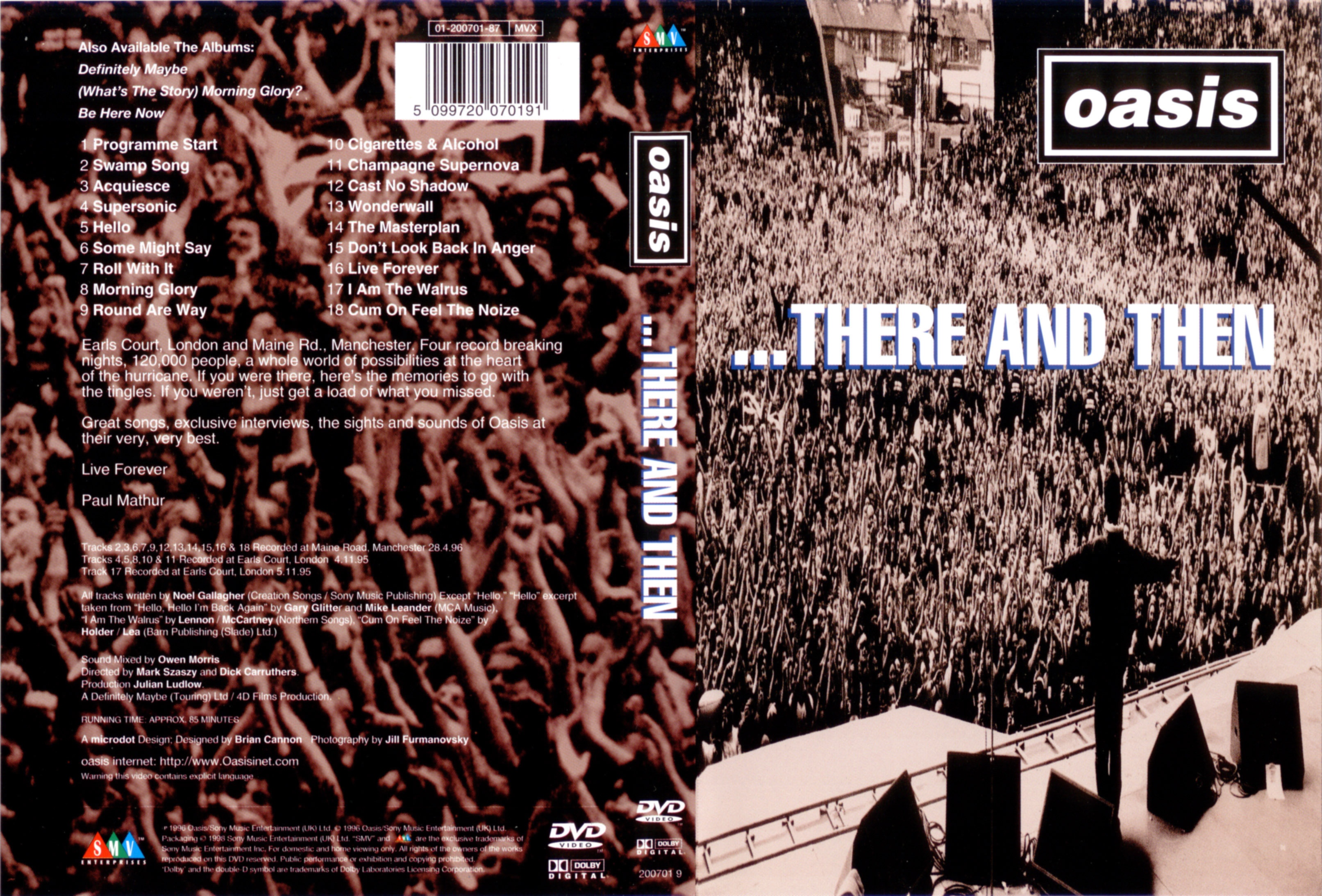 Jaquette DVD Oasis - there and then