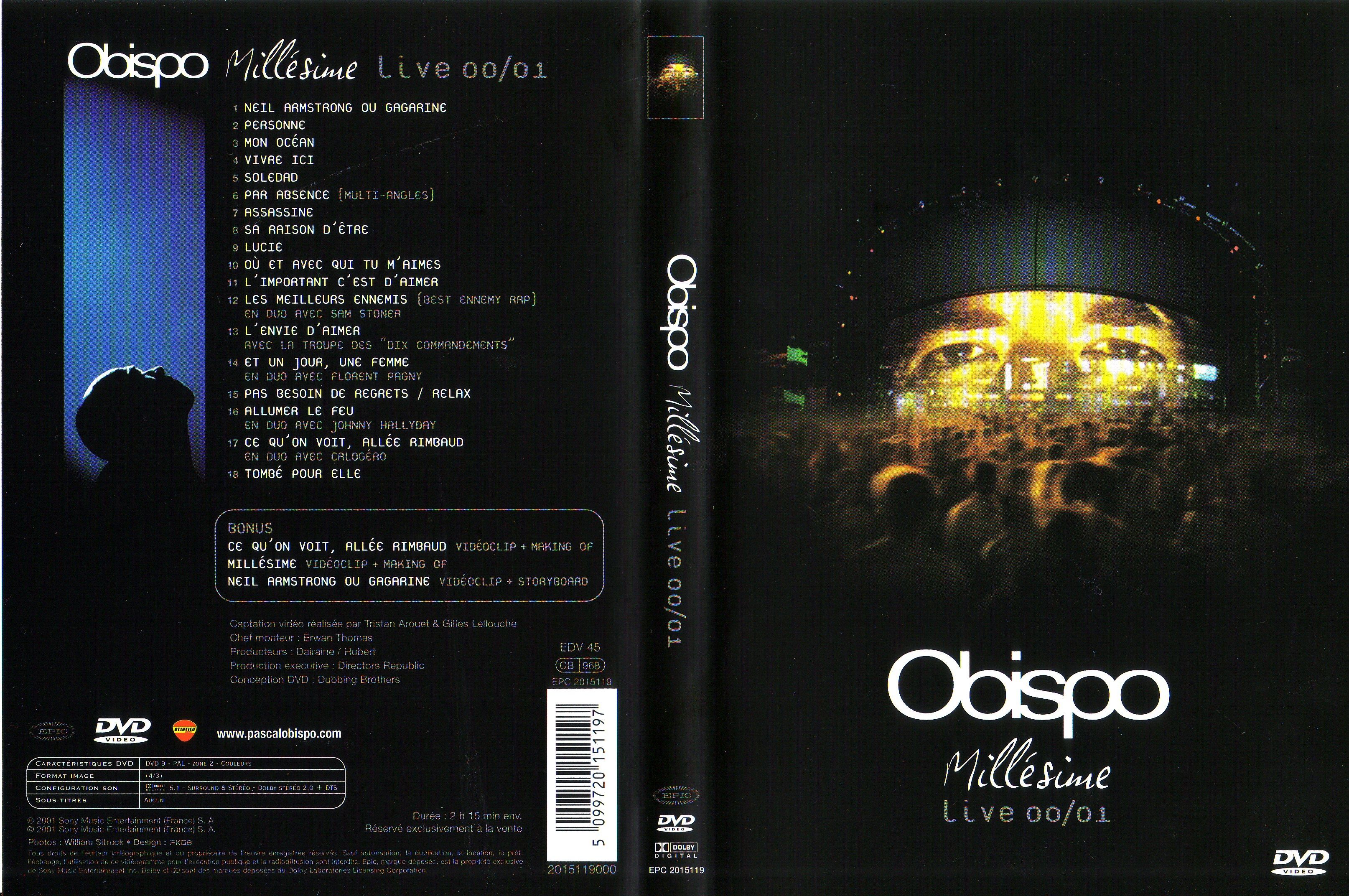 Jaquette DVD Obispo - Millsime Live 00-01