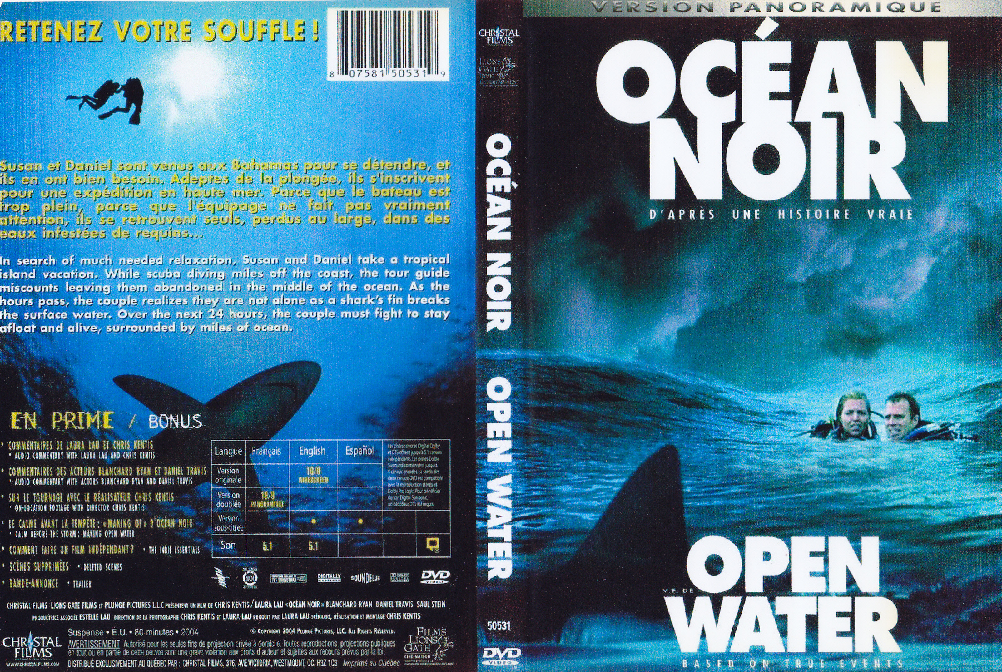 Jaquette DVD Ocean noir - Open water (Canadienne)