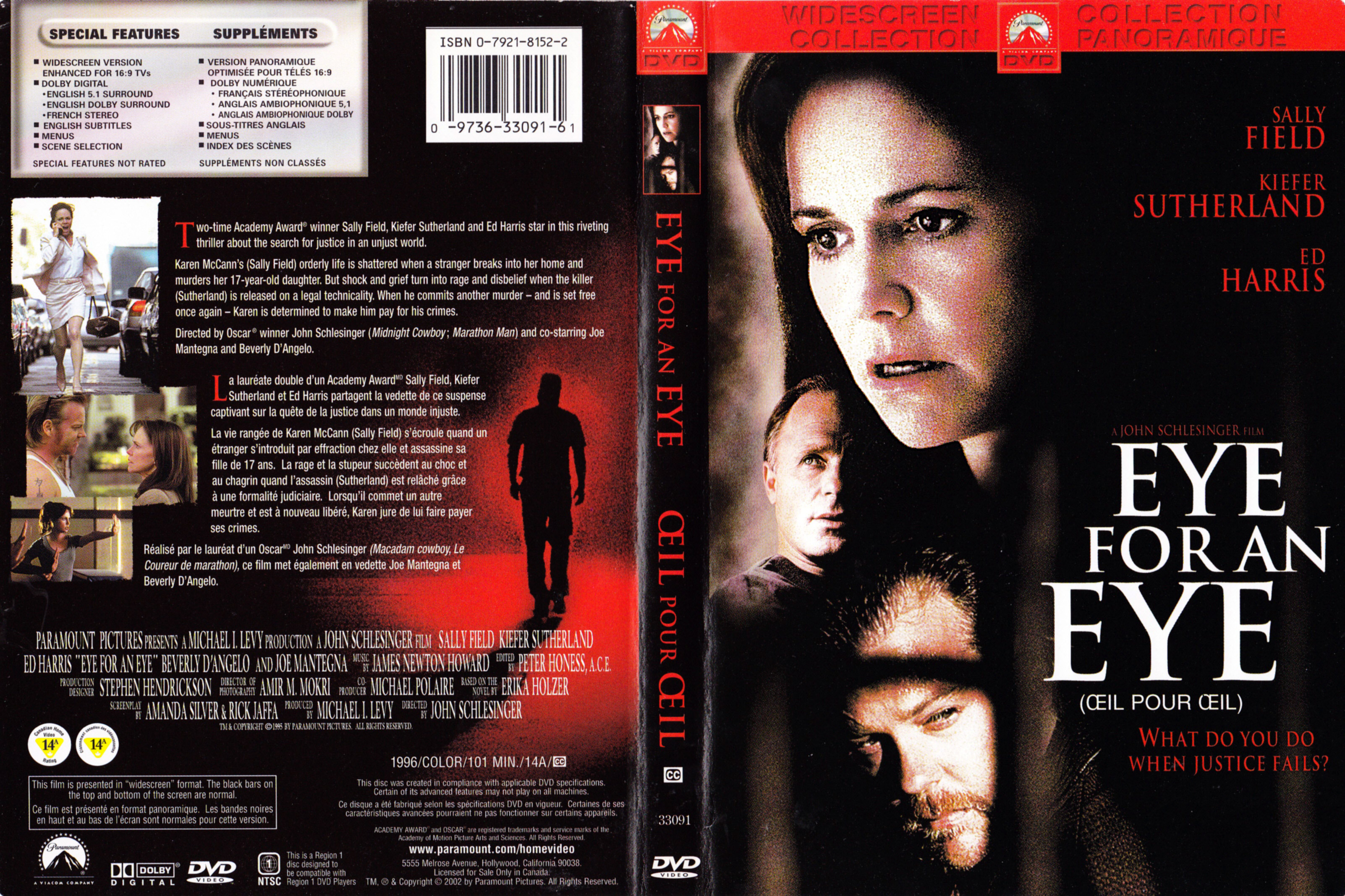 Jaquette DVD Oeil pour Oeil - Eye for an eye (Canadienne)