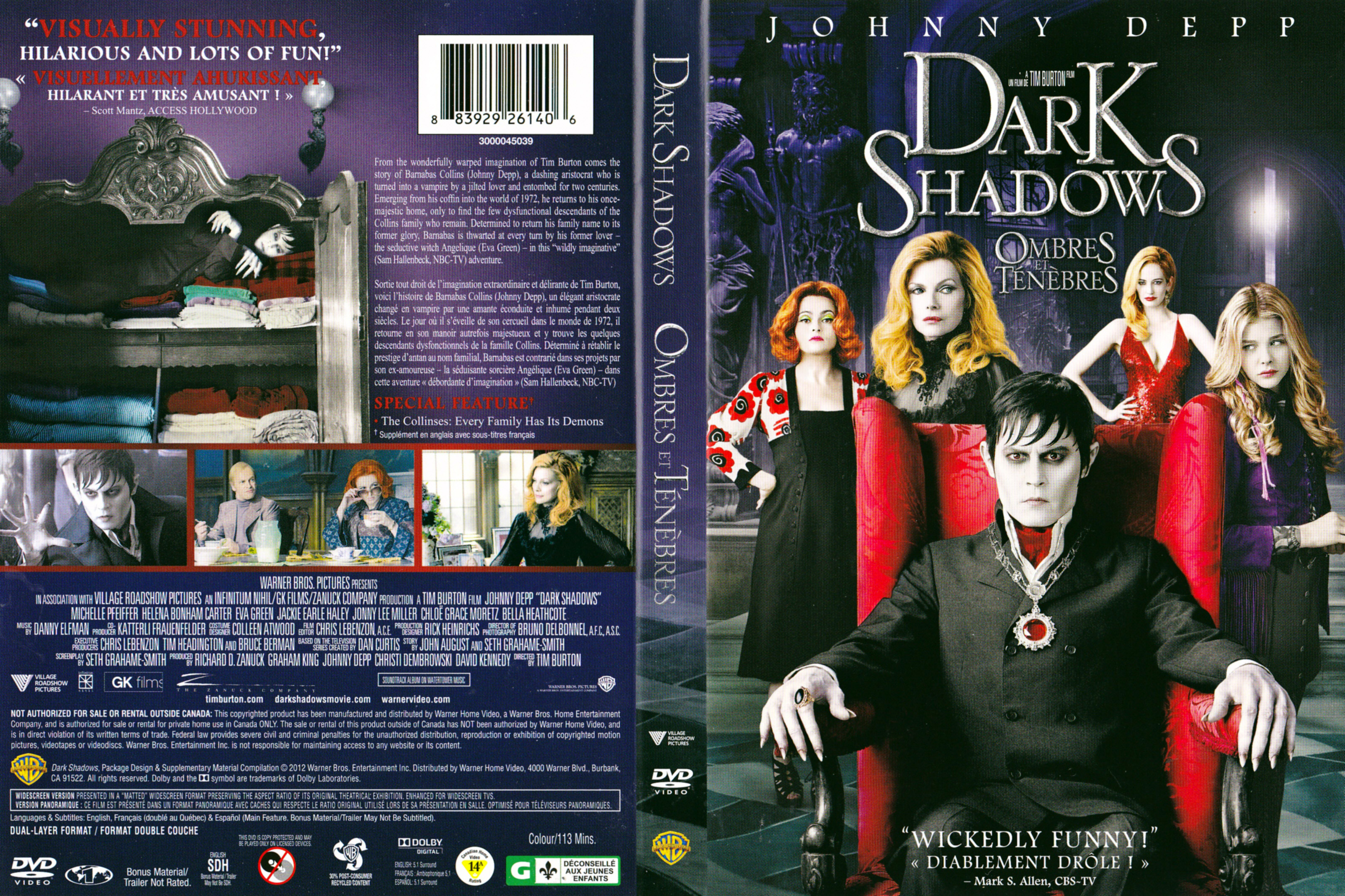 Jaquette DVD Ombres et tnbres - Dark shadows (Canadienne)