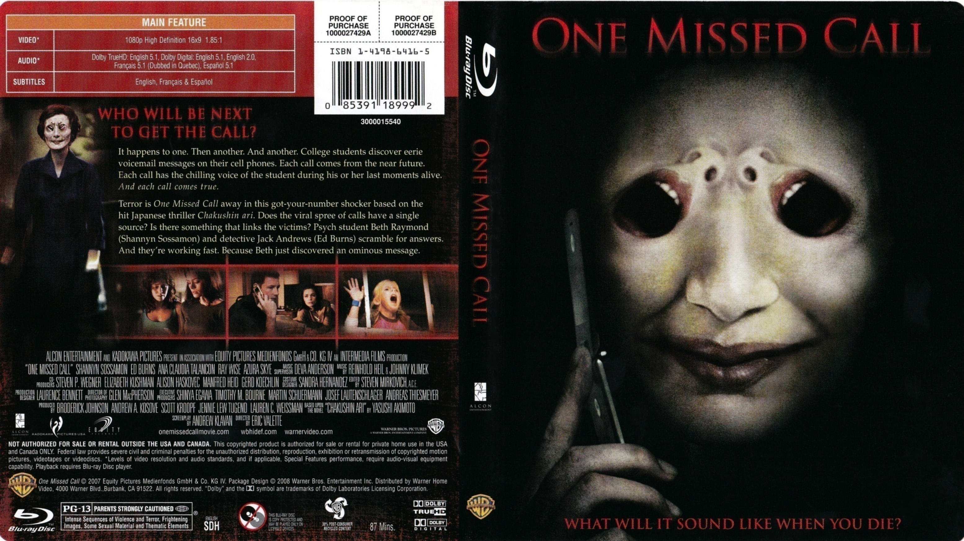 Jaquette DVD One Missed Call (BLU-RAY)