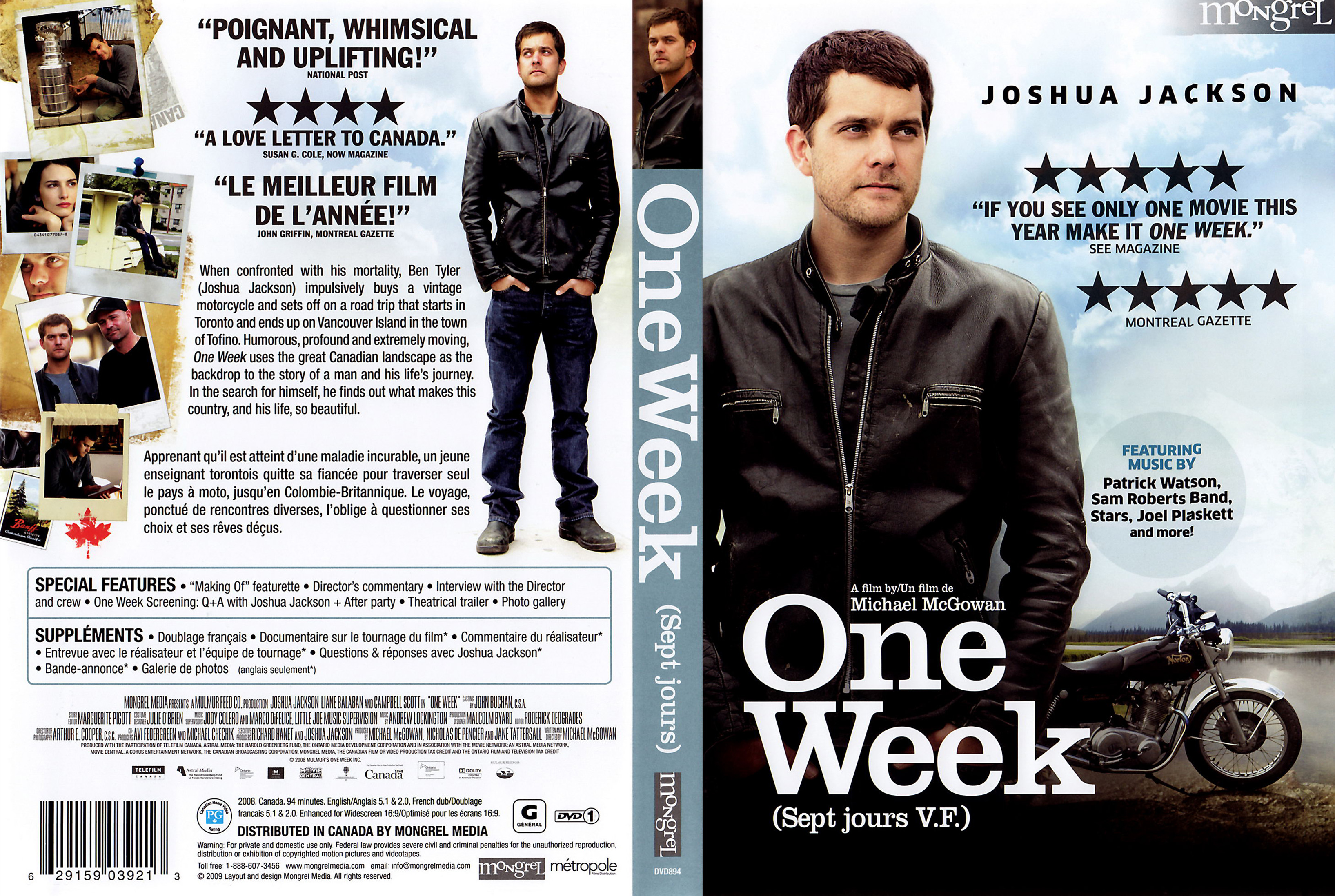 Jaquette DVD One week - Sept jours (Canadienne)
