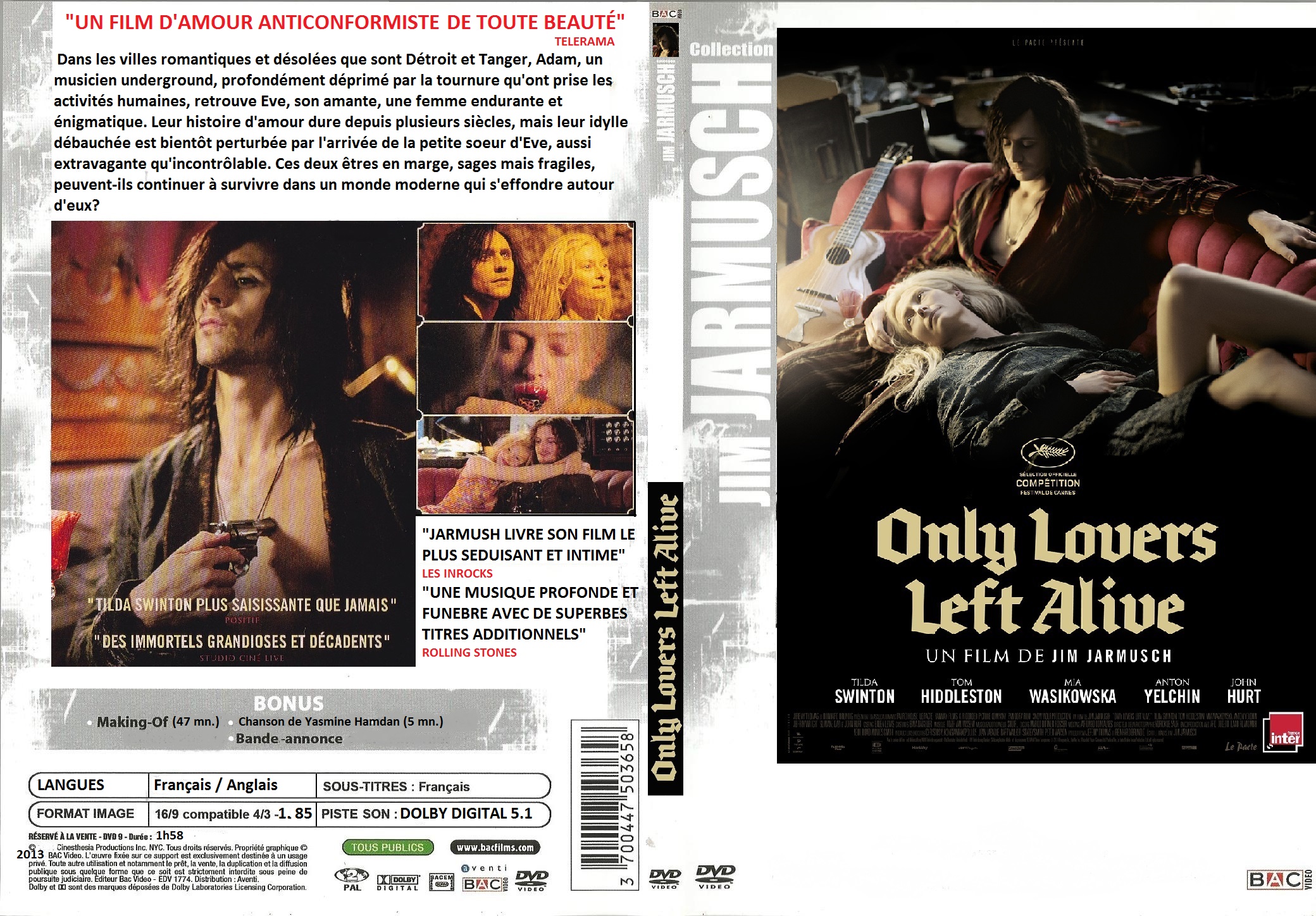 Jaquette DVD Only lovers left alive custom