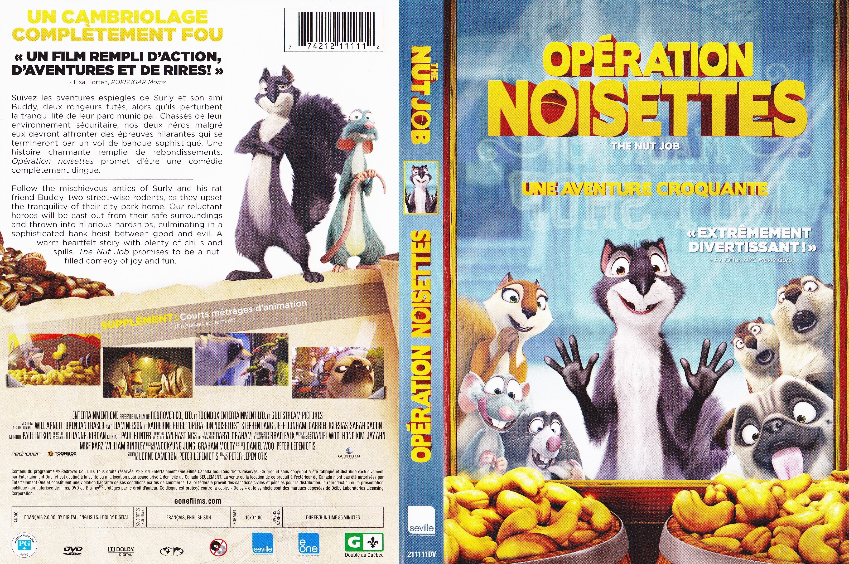 Jaquette DVD Opration noisettes - the nut job (Canadienne)