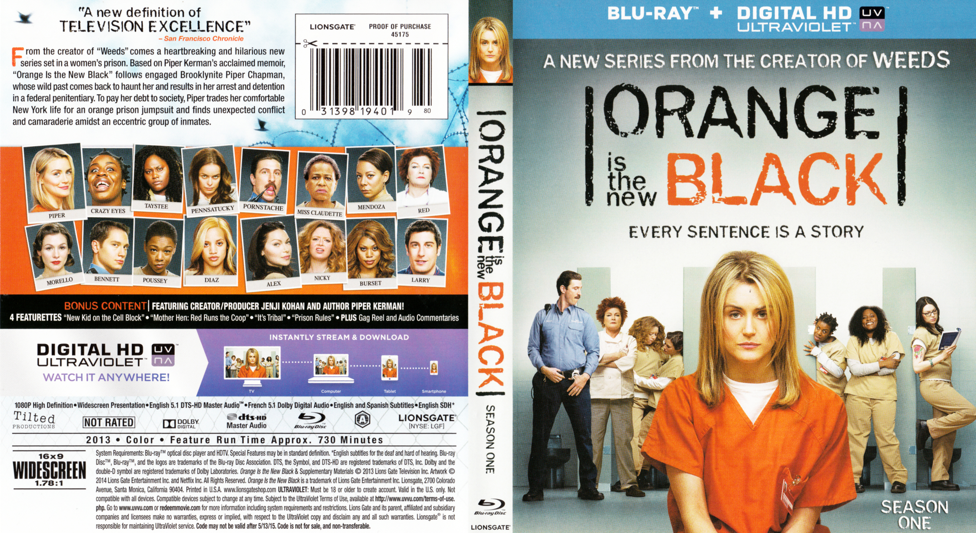 Jaquette DVD Orange Is The New Black Saison 1 Zone 1 (BLU-RAY)