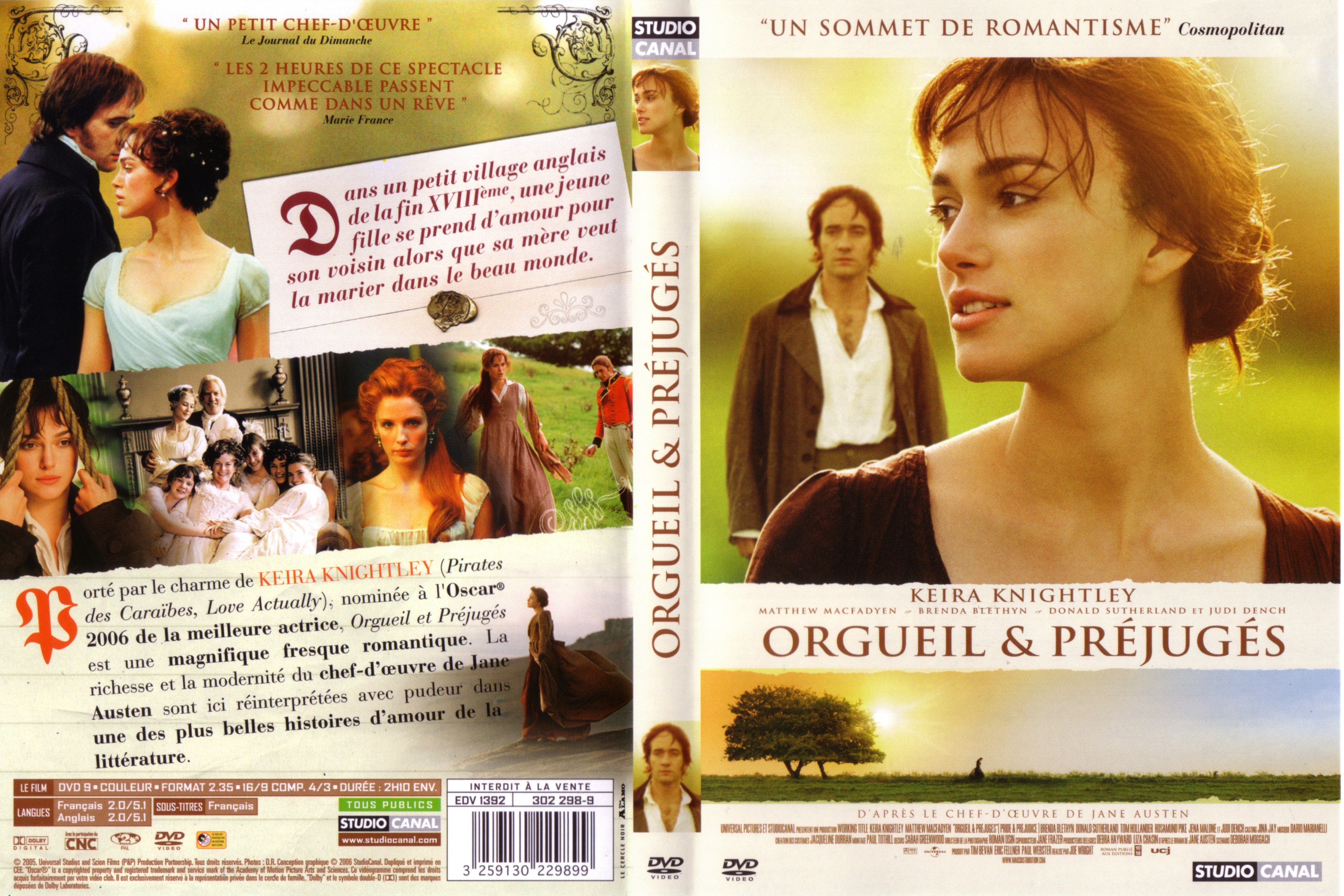 Jaquette DVD Orgueil et prjugs
