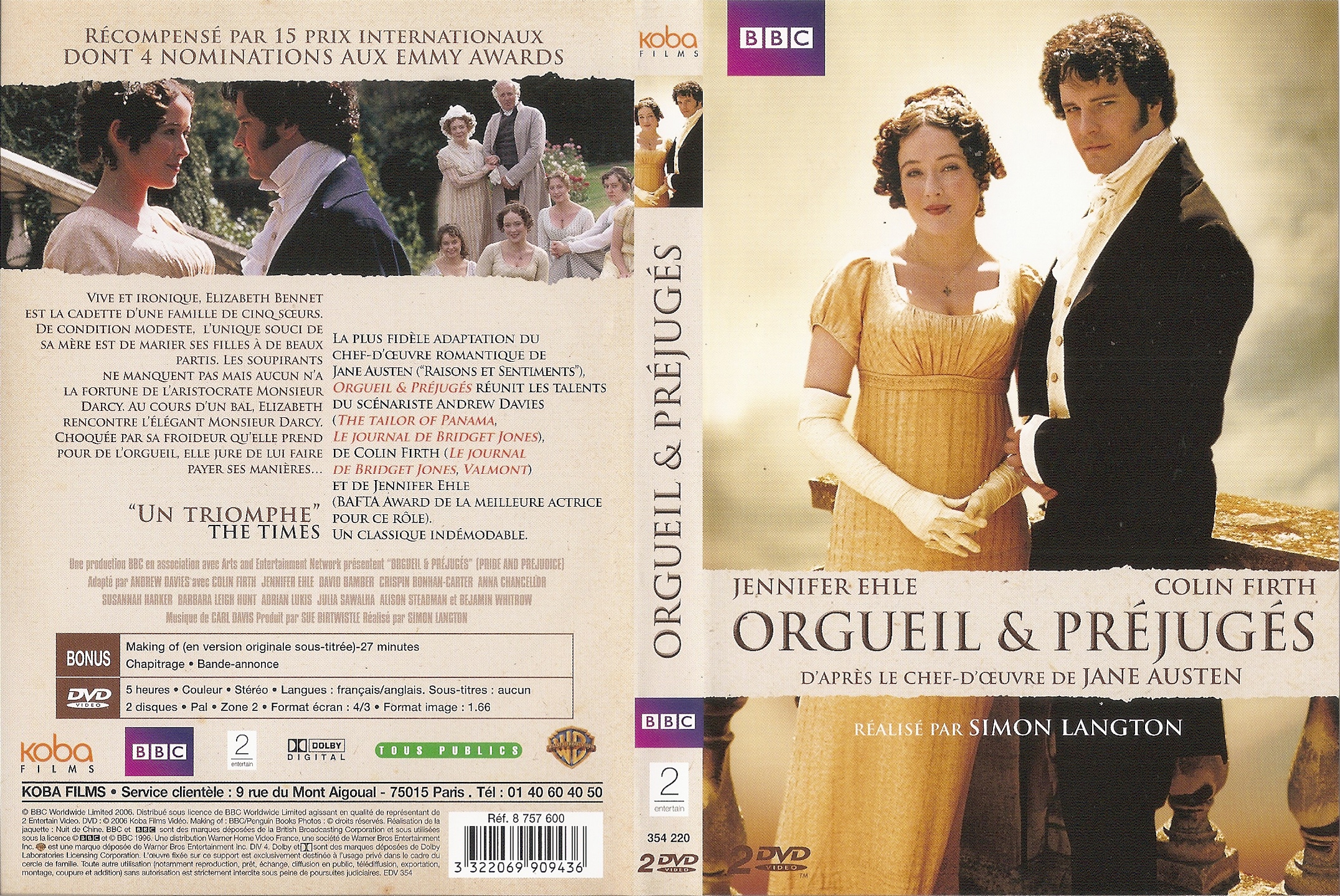 Jaquette DVD Orgueil et prjugs (1995)