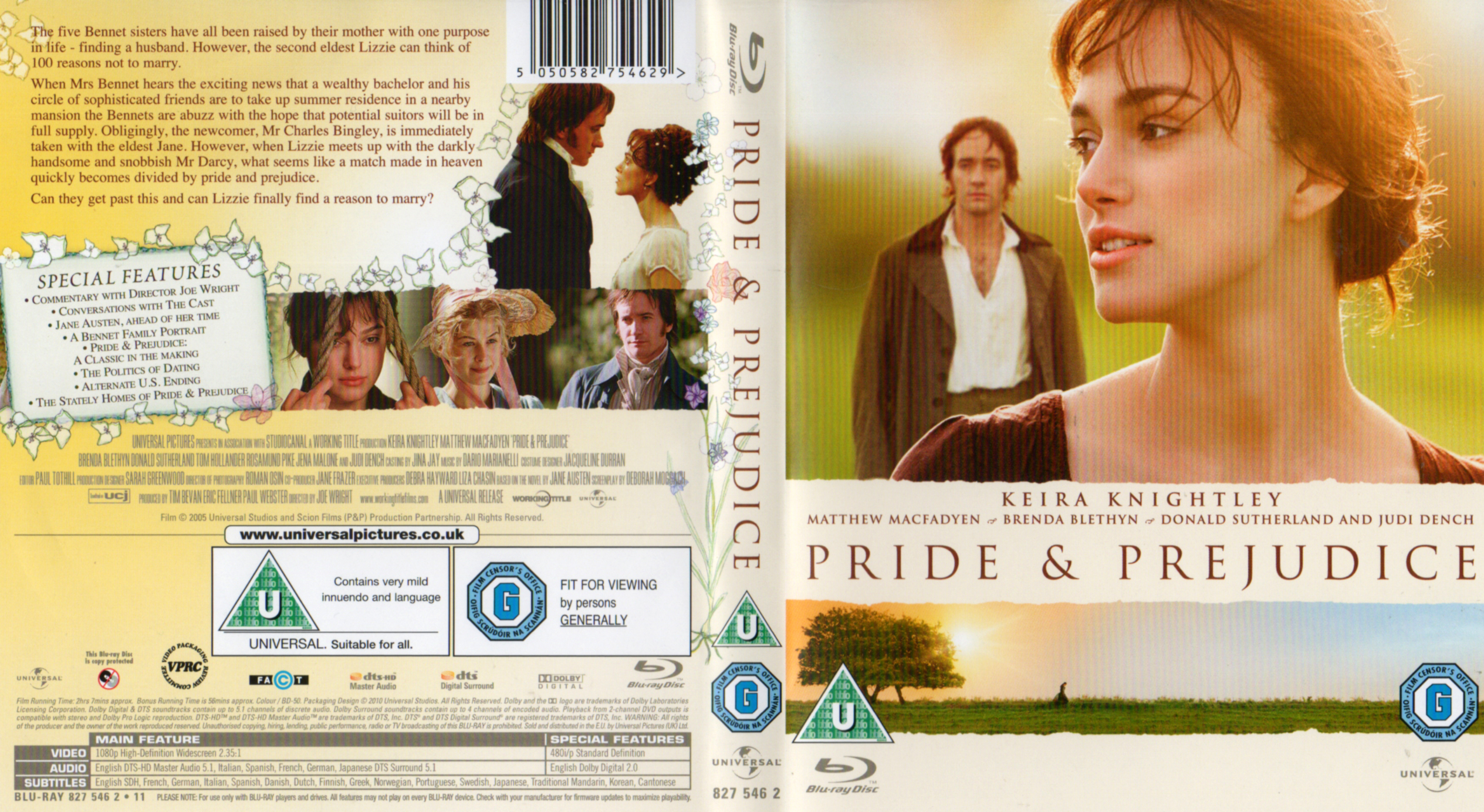 Jaquette DVD Orgueil et prjugs - Pride and prjudice Zone 1 (BLU-RAY)