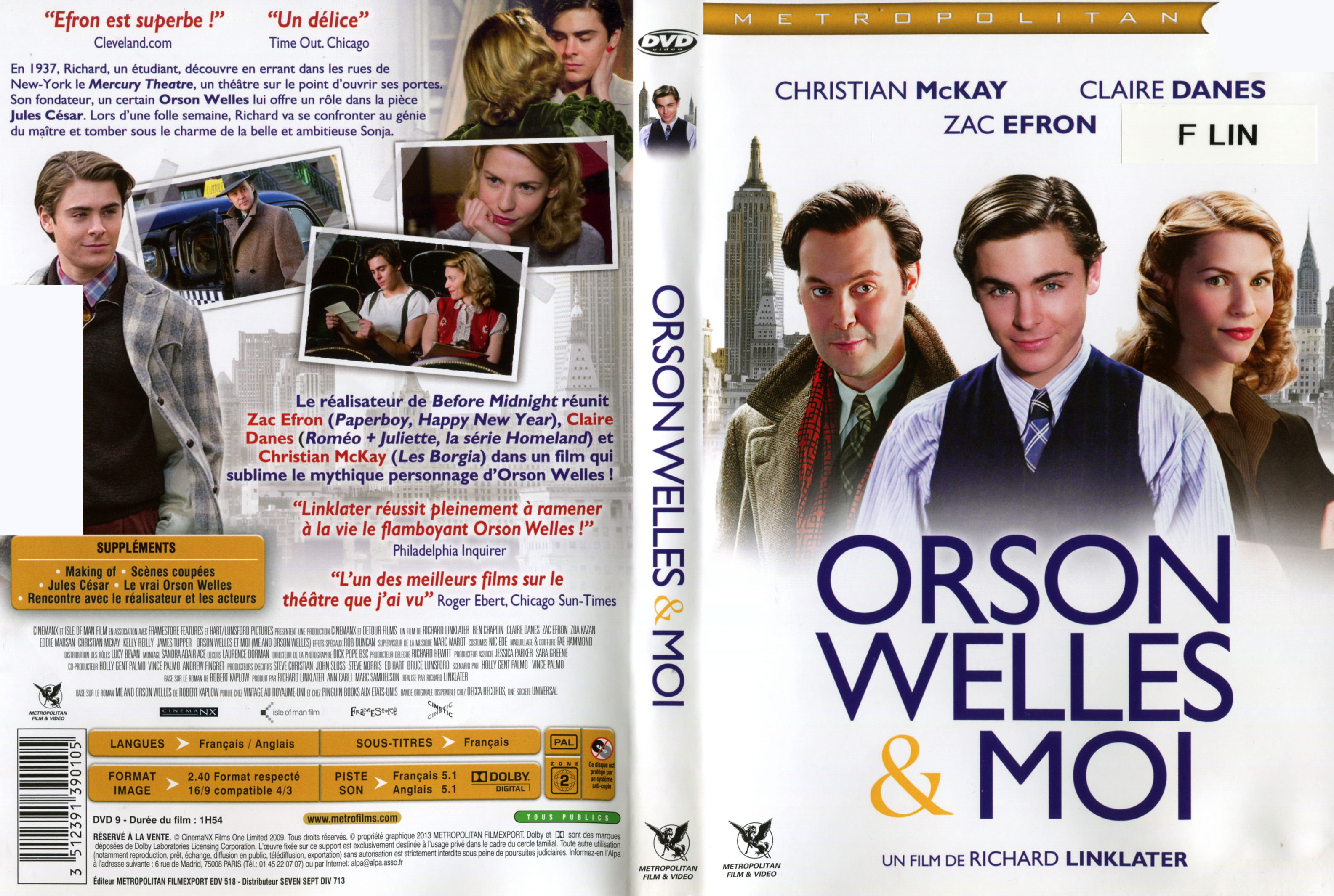 Jaquette DVD Orson Welles & moi