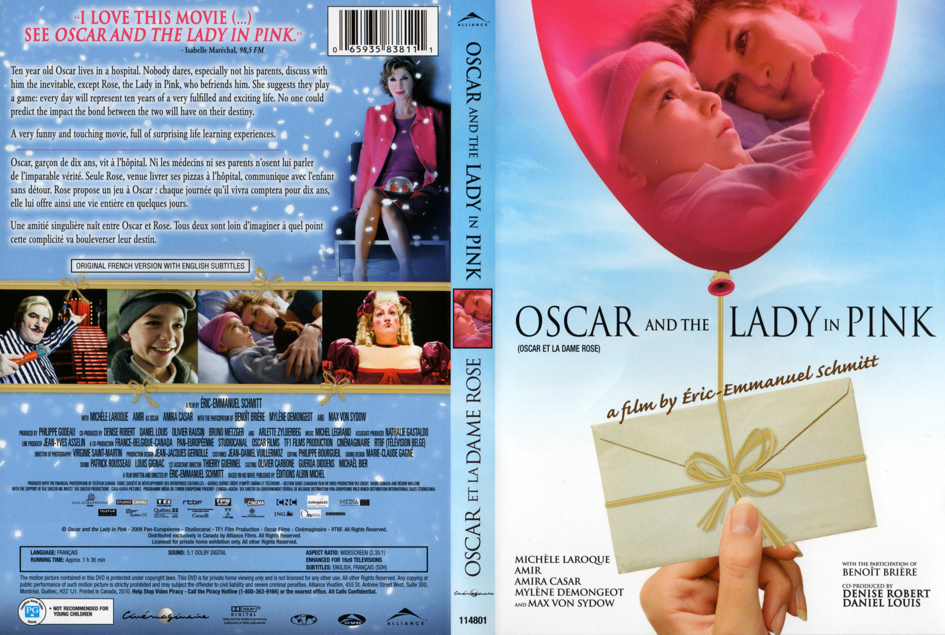 Jaquette DVD Oscar and the lady in pink - Oscar et la dame en rose (Canadienne)