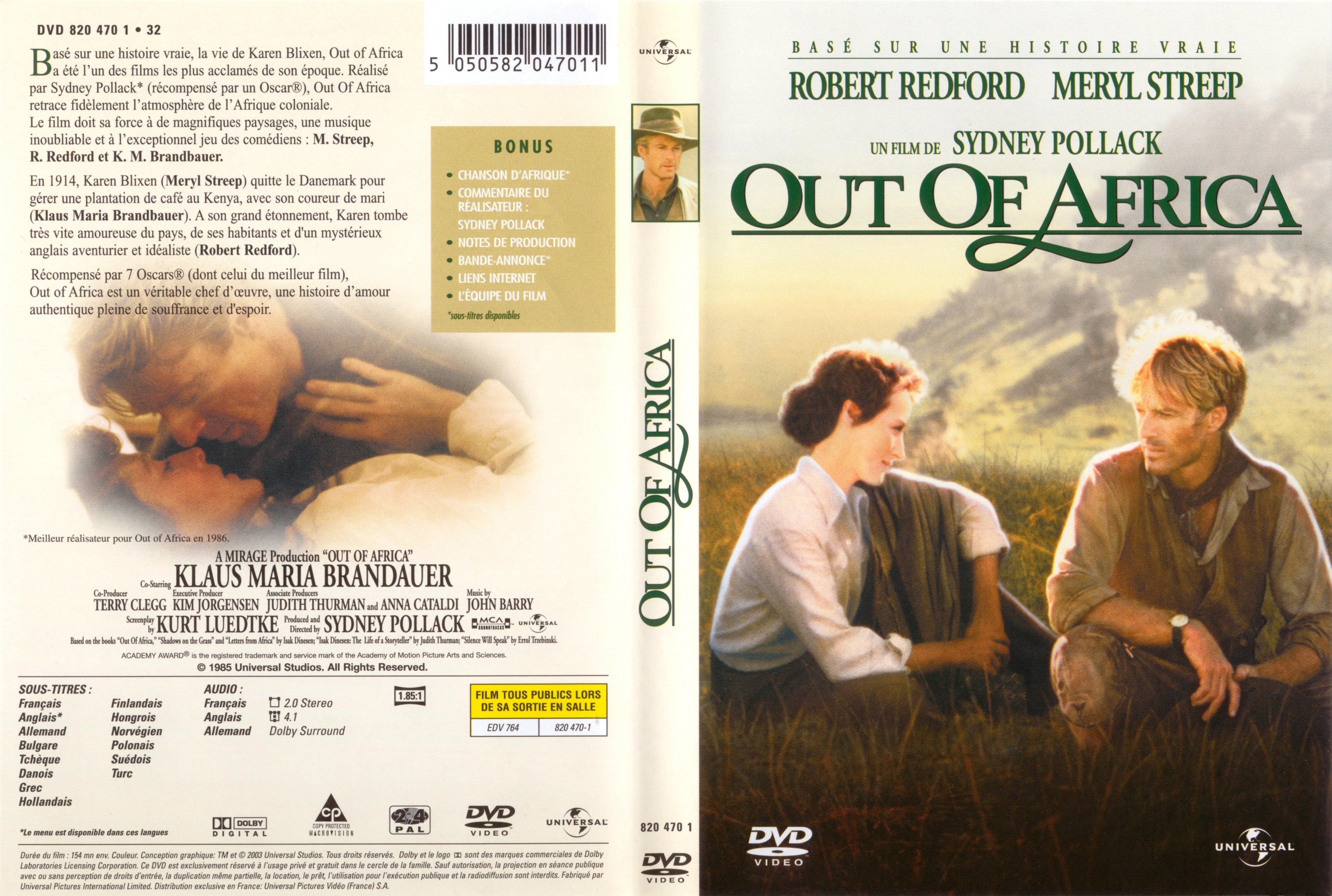 Jaquette DVD Out of Africa v2