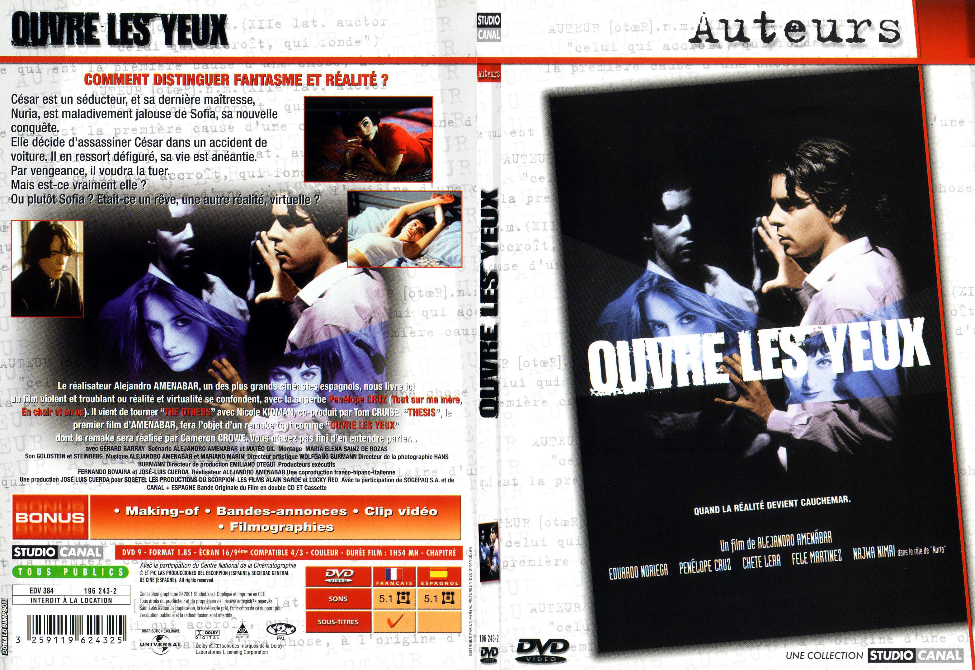 Jaquette DVD Ouvre les yeux - SLIM