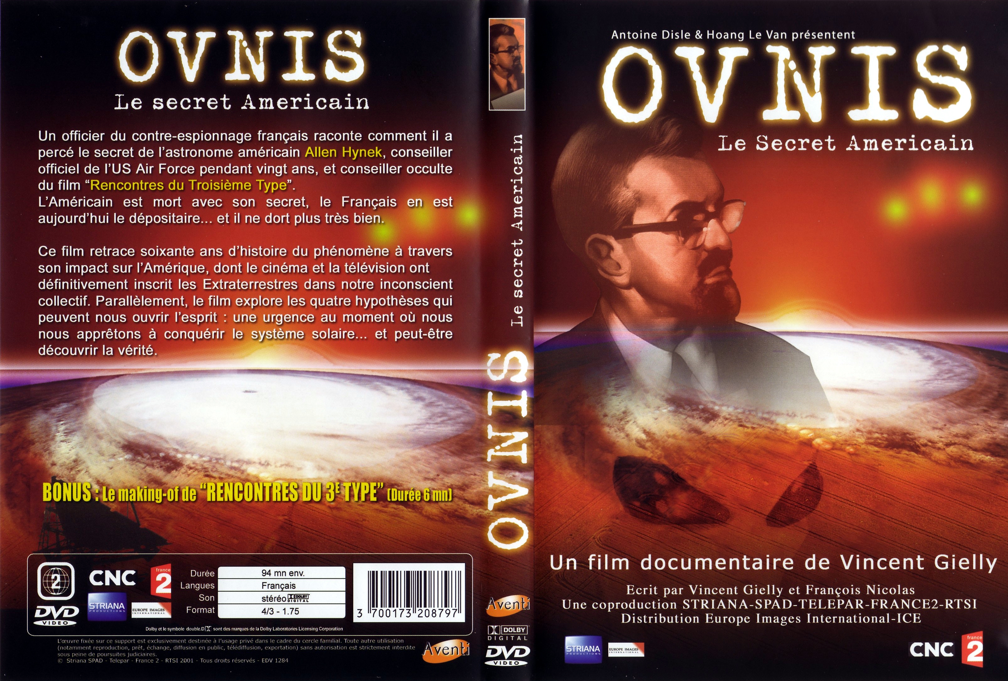 Jaquette DVD Ovnis le secret americain