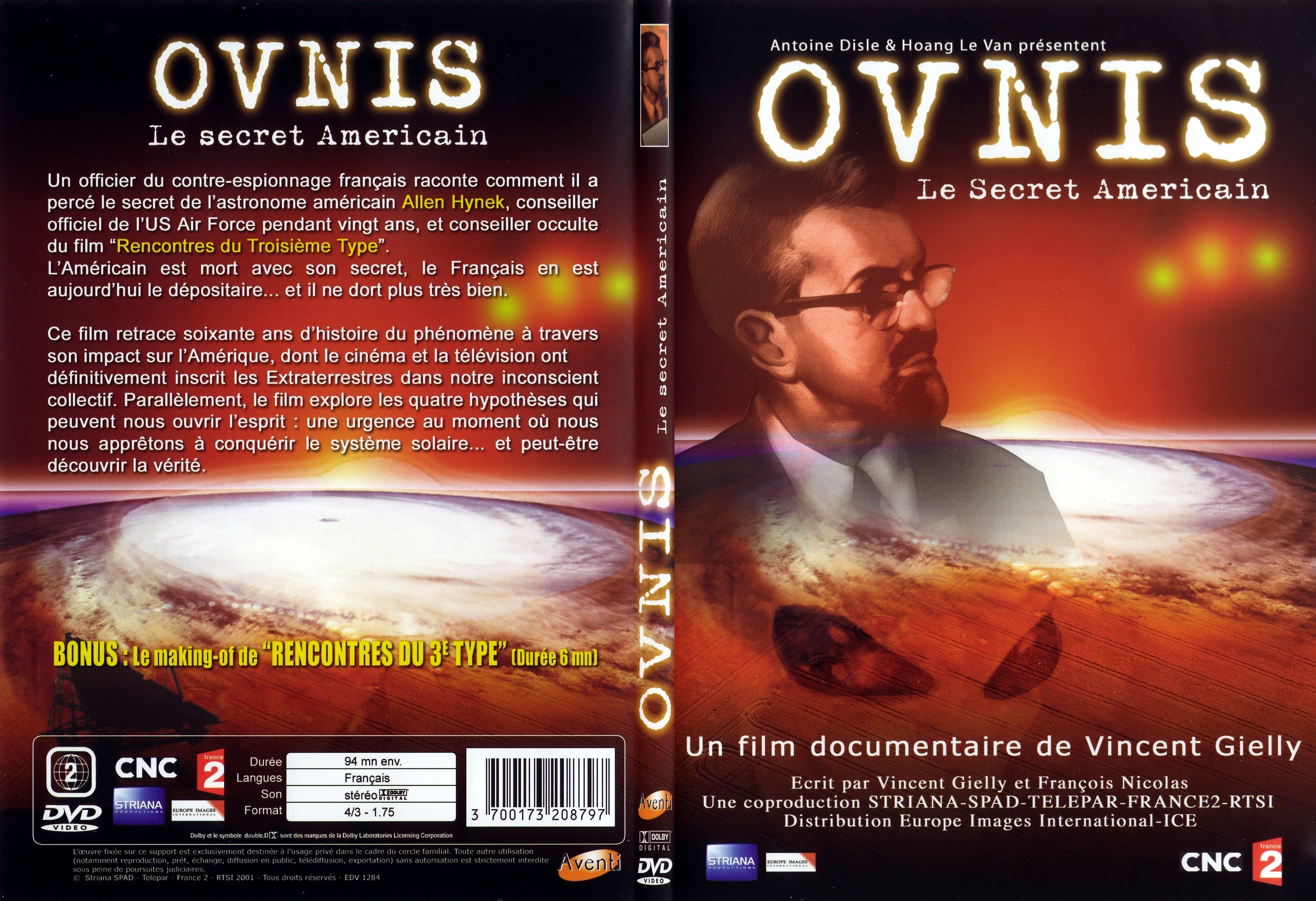 Jaquette DVD Ovnis le secret americain - SLIM