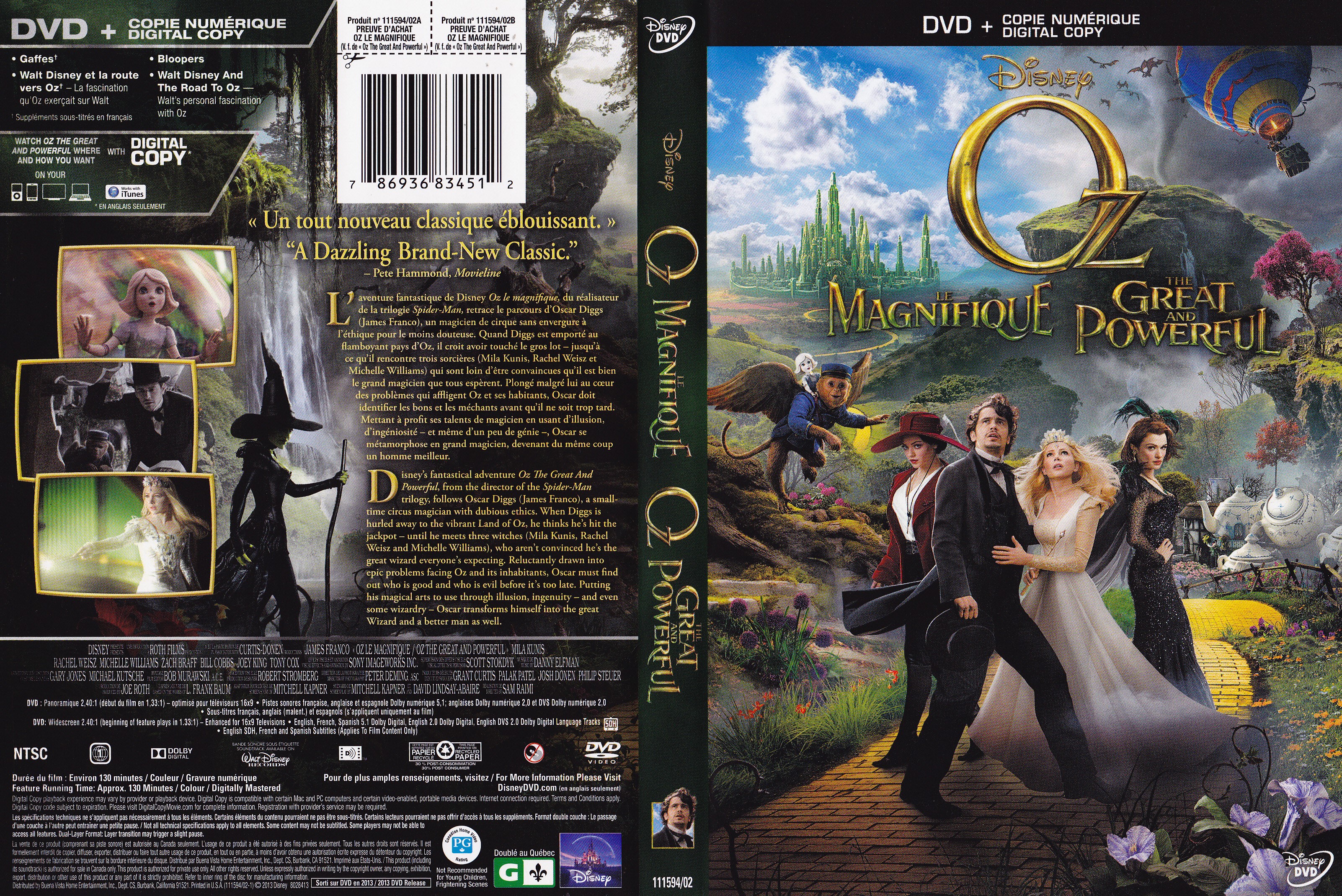 Jaquette DVD Oz le magnifique - Oz the great and powerful (Canadienne)
