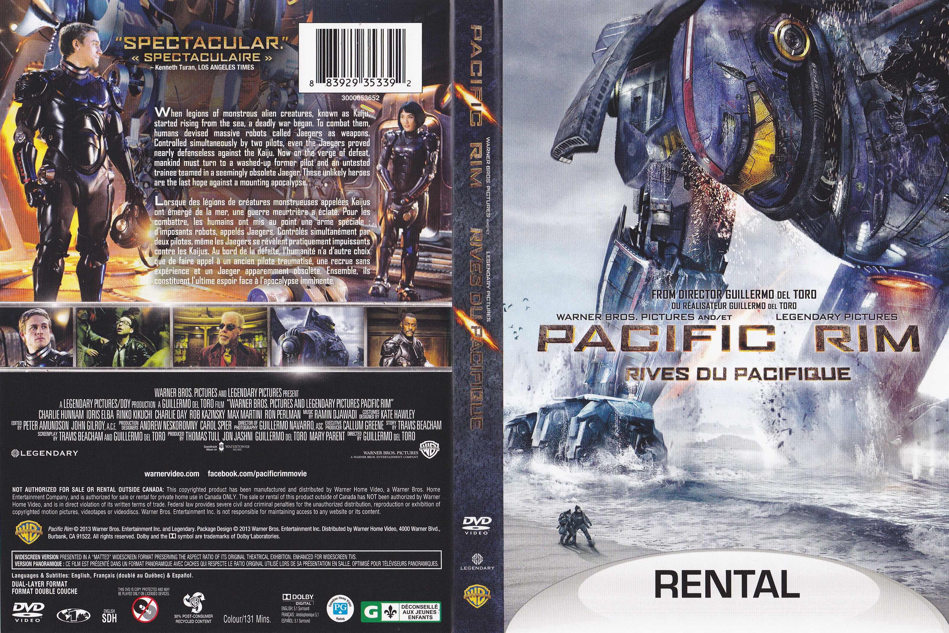 Jaquette DVD Pacific rim - Rive du pacifique (Canadienne)