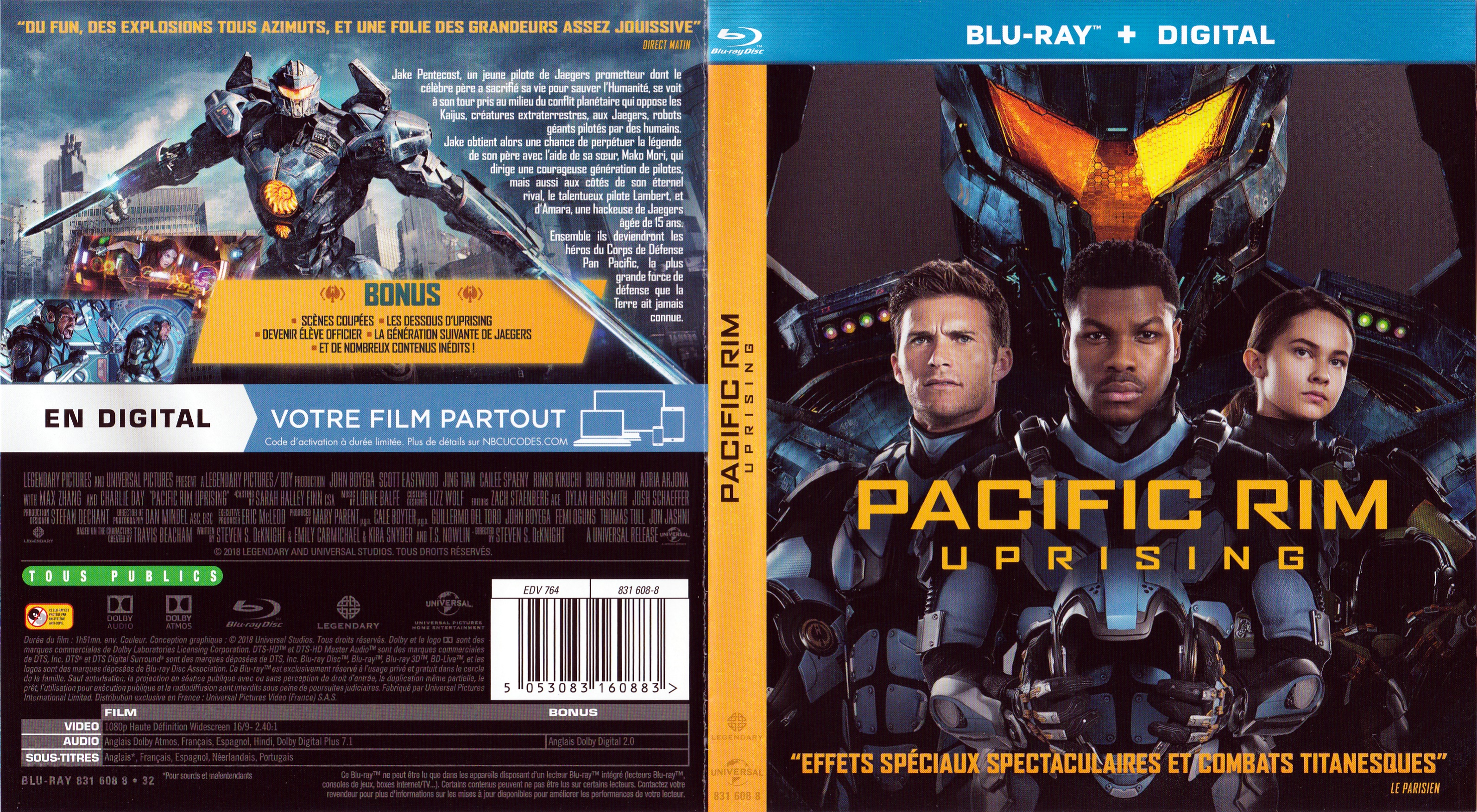 Jaquette DVD Pacific rim uprising (BLU-RAY)