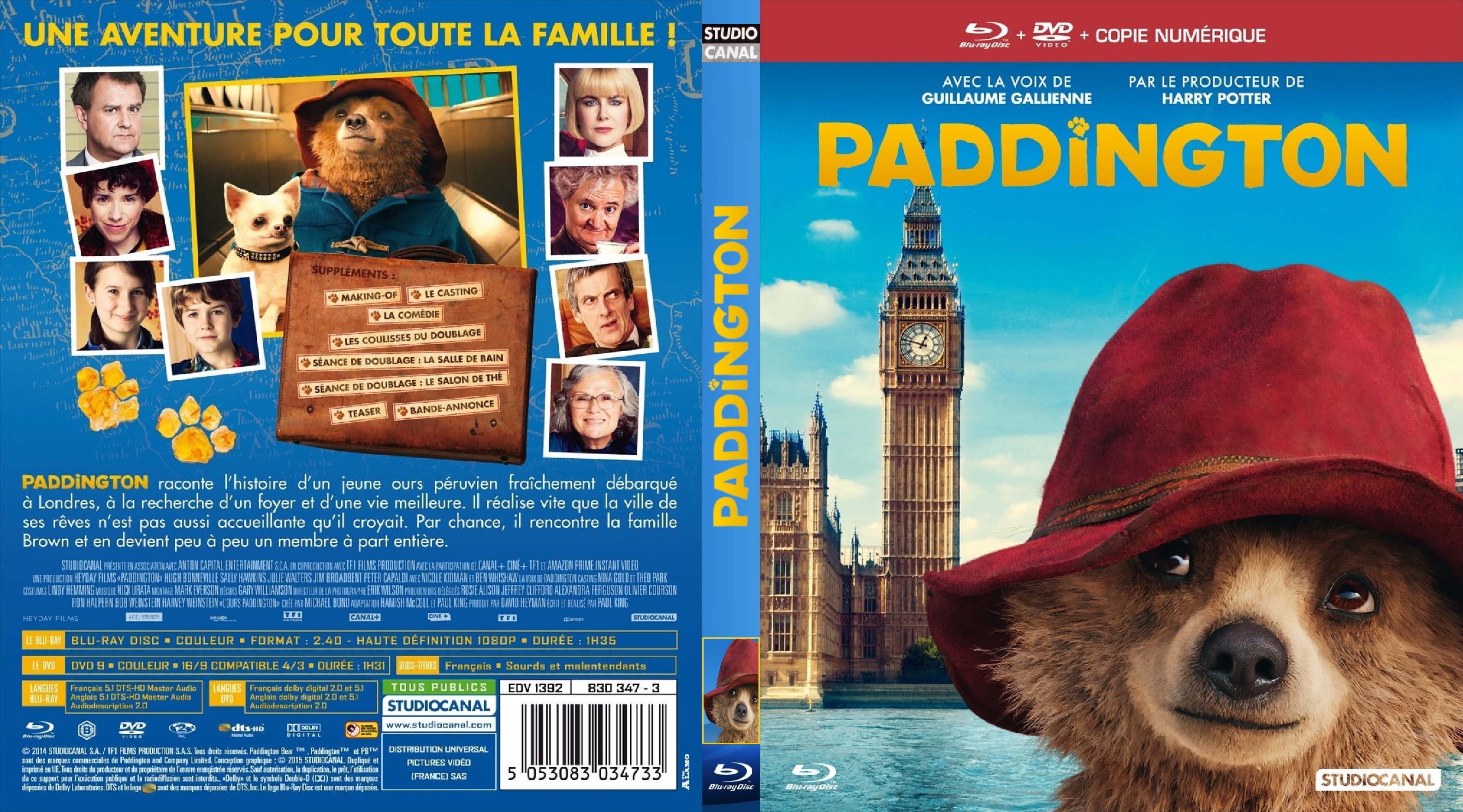 Jaquette DVD Paddington custom (BLU-RAY)