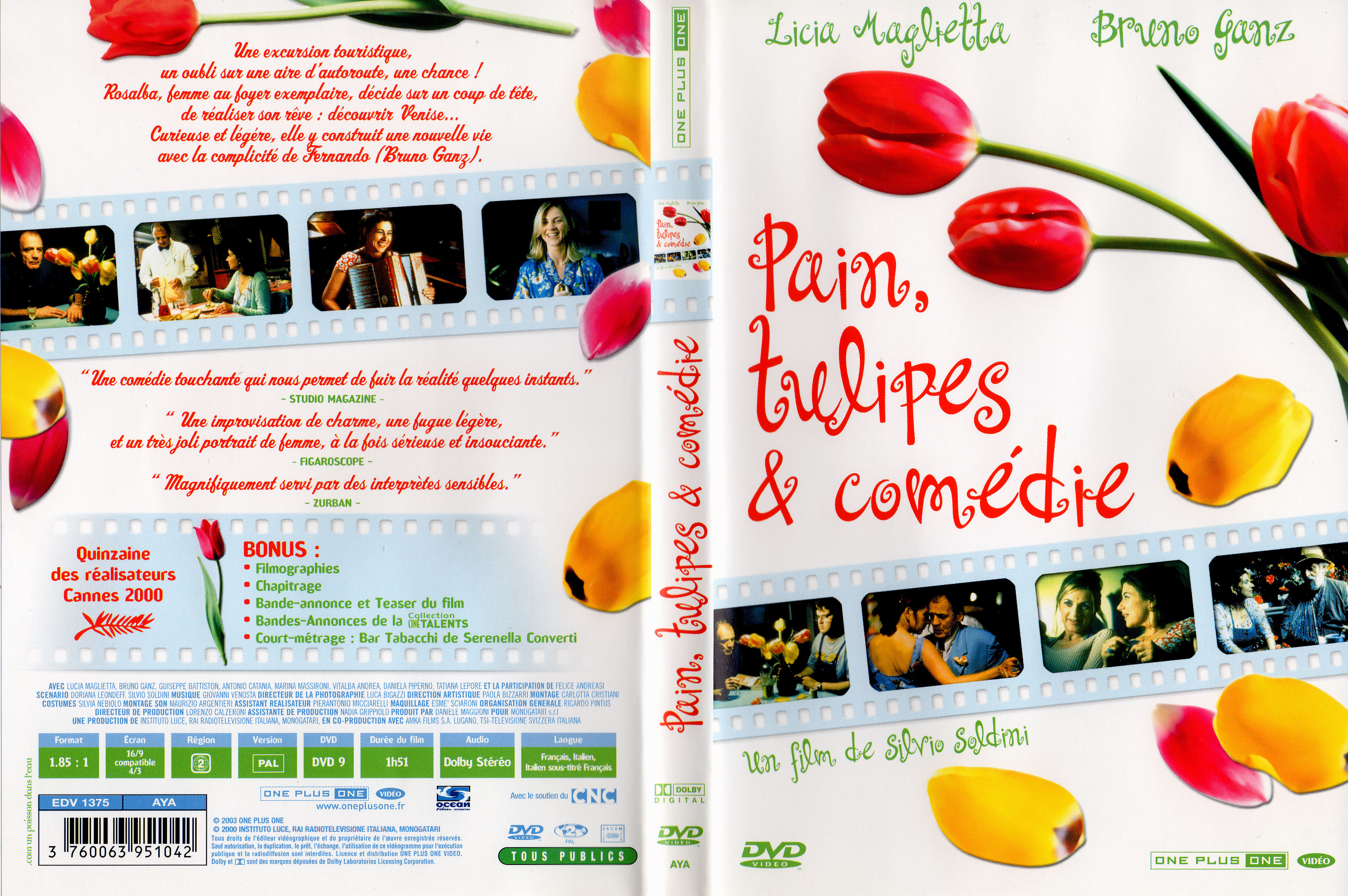 Jaquette DVD Pain, Tulipes et Comdie