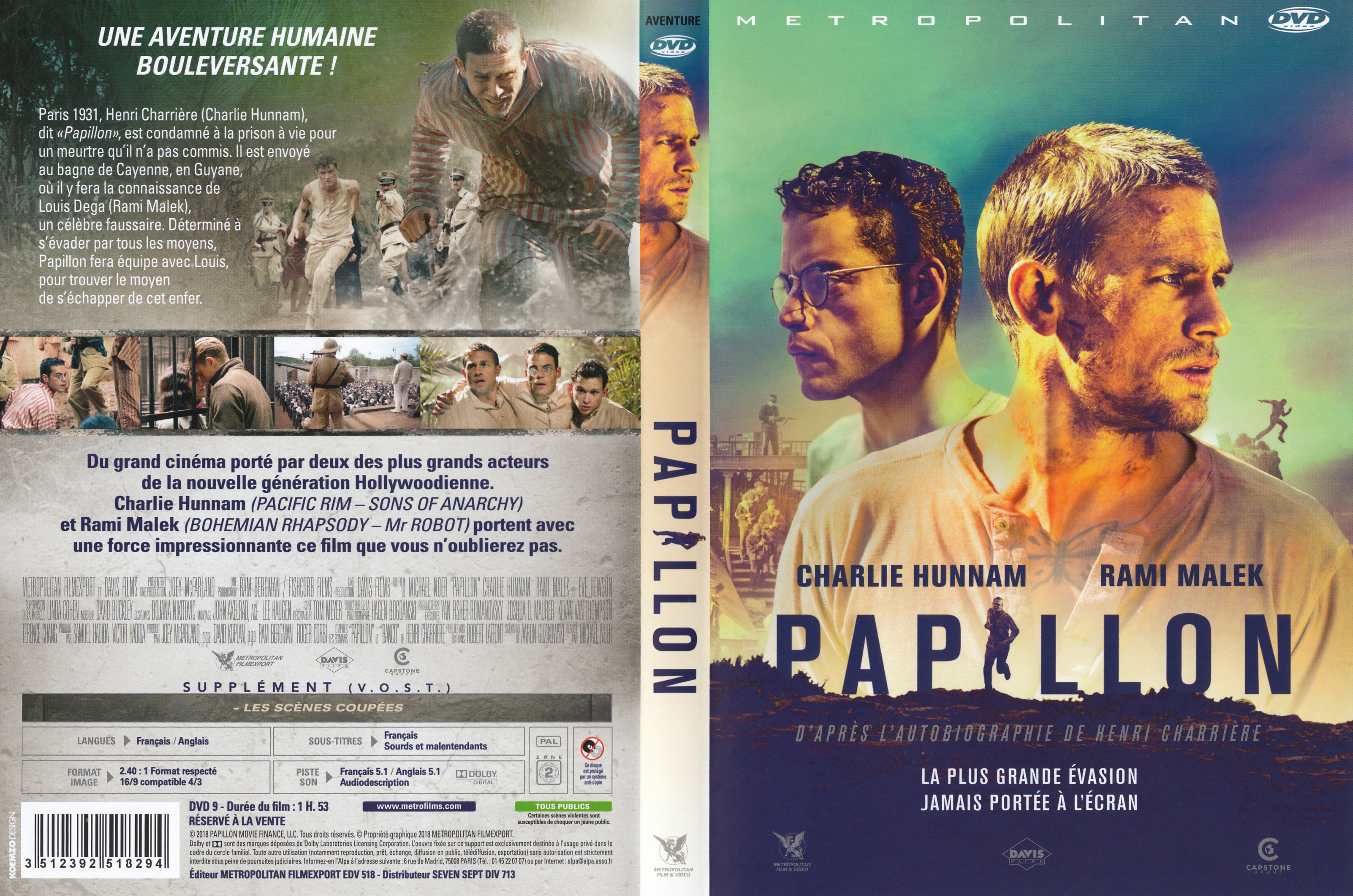 Jaquette DVD Papillon (2018)