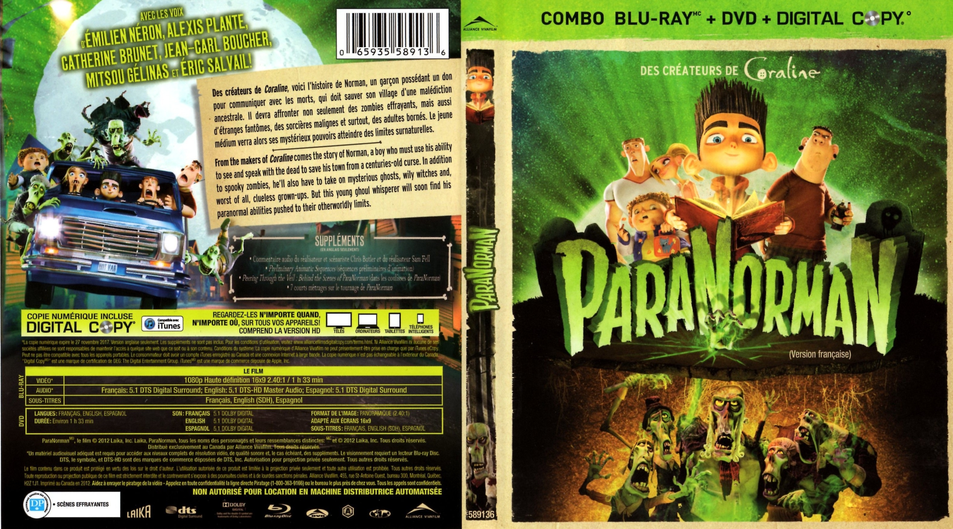 Jaquette DVD ParaNorman (Canadienne) (BLU-RAY)