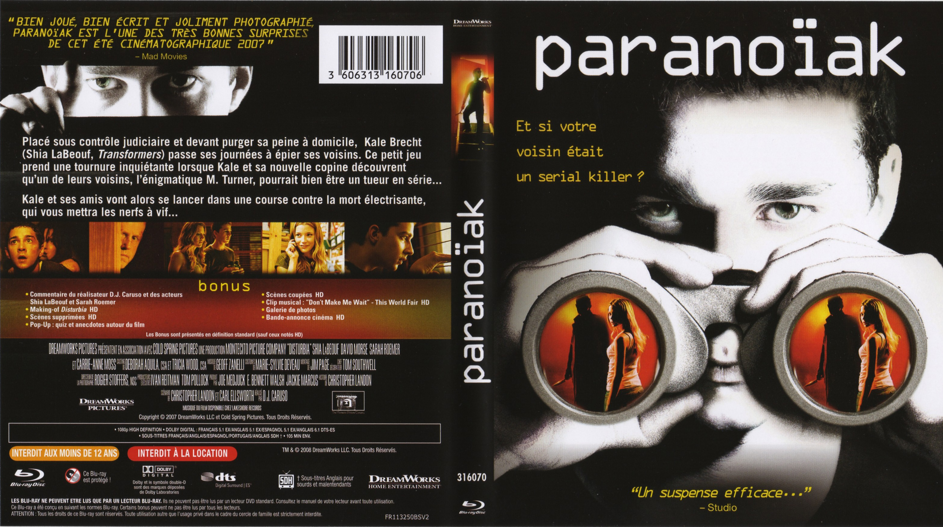 Jaquette DVD Paranoiak (BLU-RAY)
