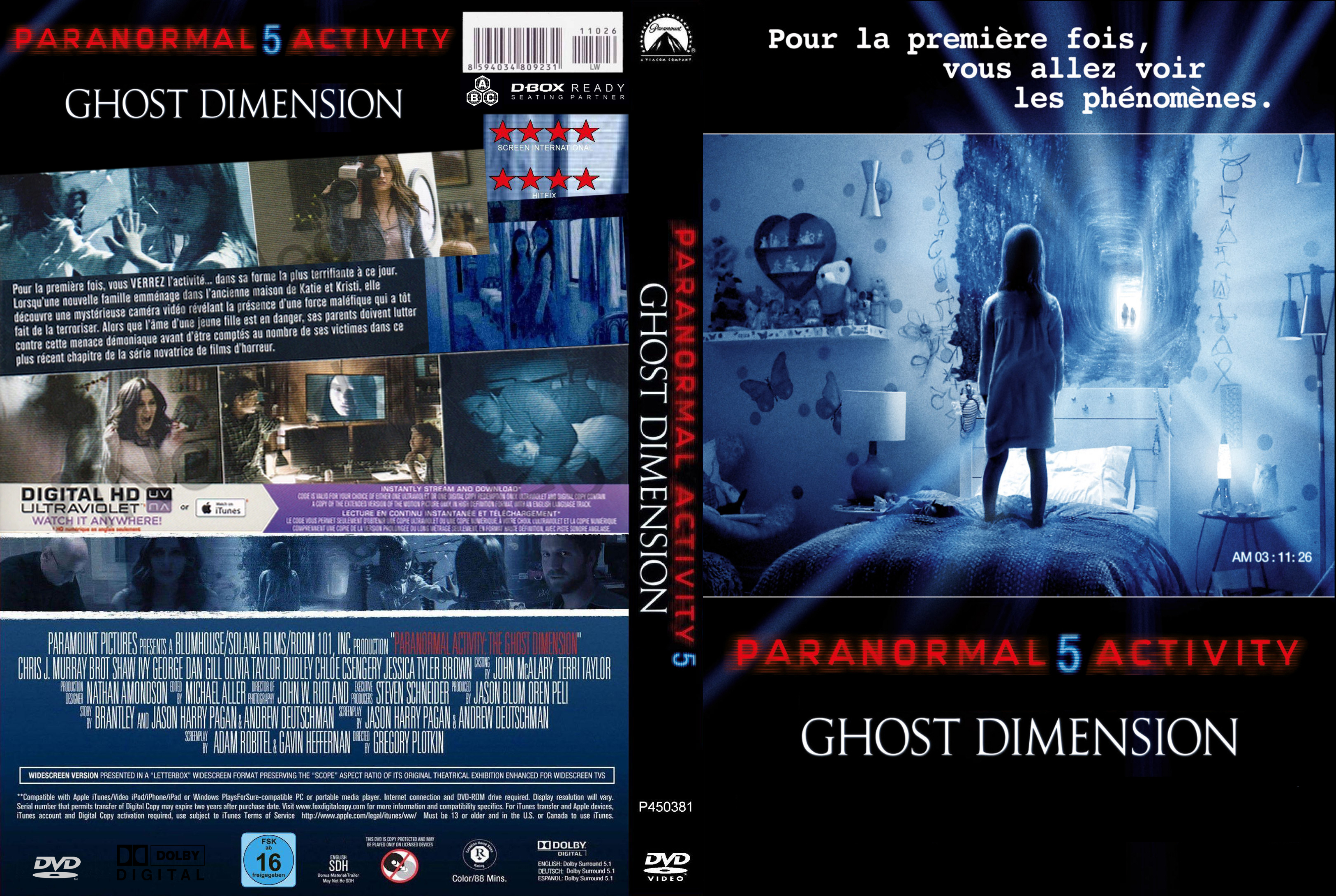 Jaquette DVD Paranormal Activity 5 Ghost Dimension custom