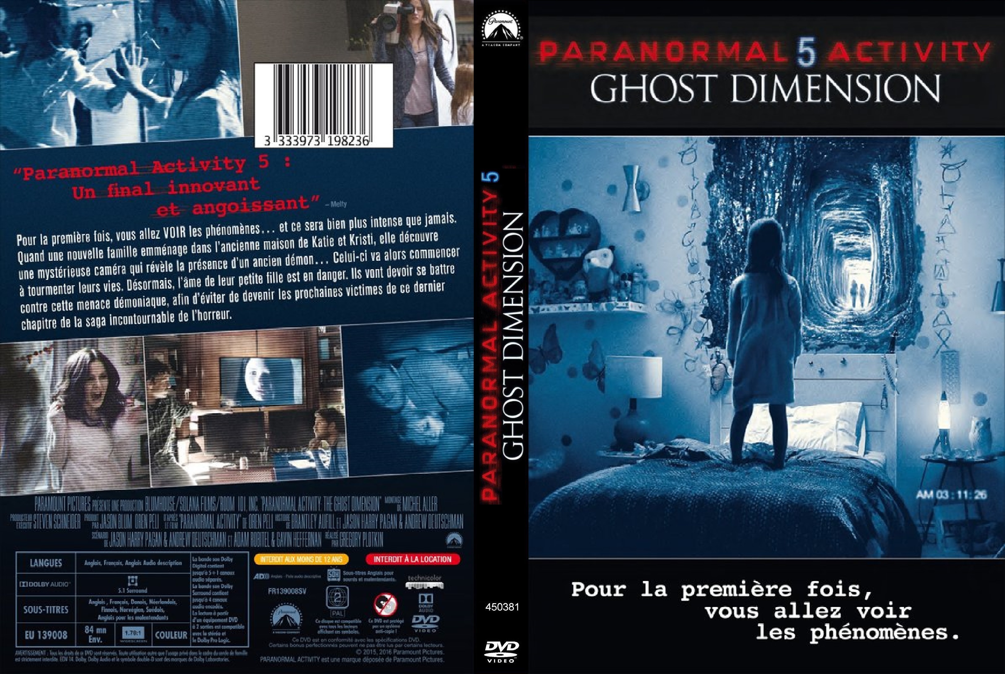 Jaquette DVD Paranormal Activity 5 Ghost Dimension custom v2