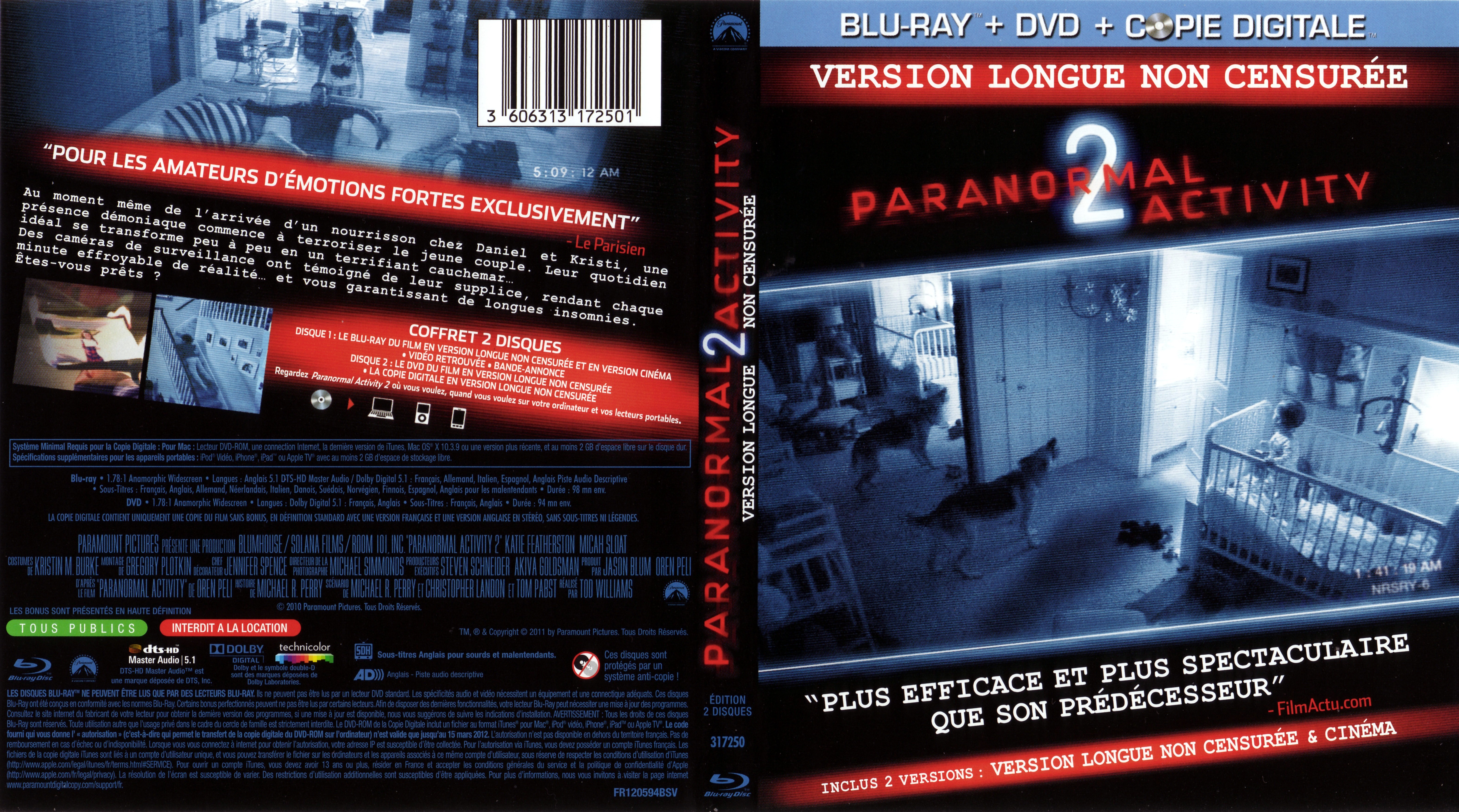 Jaquette DVD Paranormal activity 2 (BLU-RAY)
