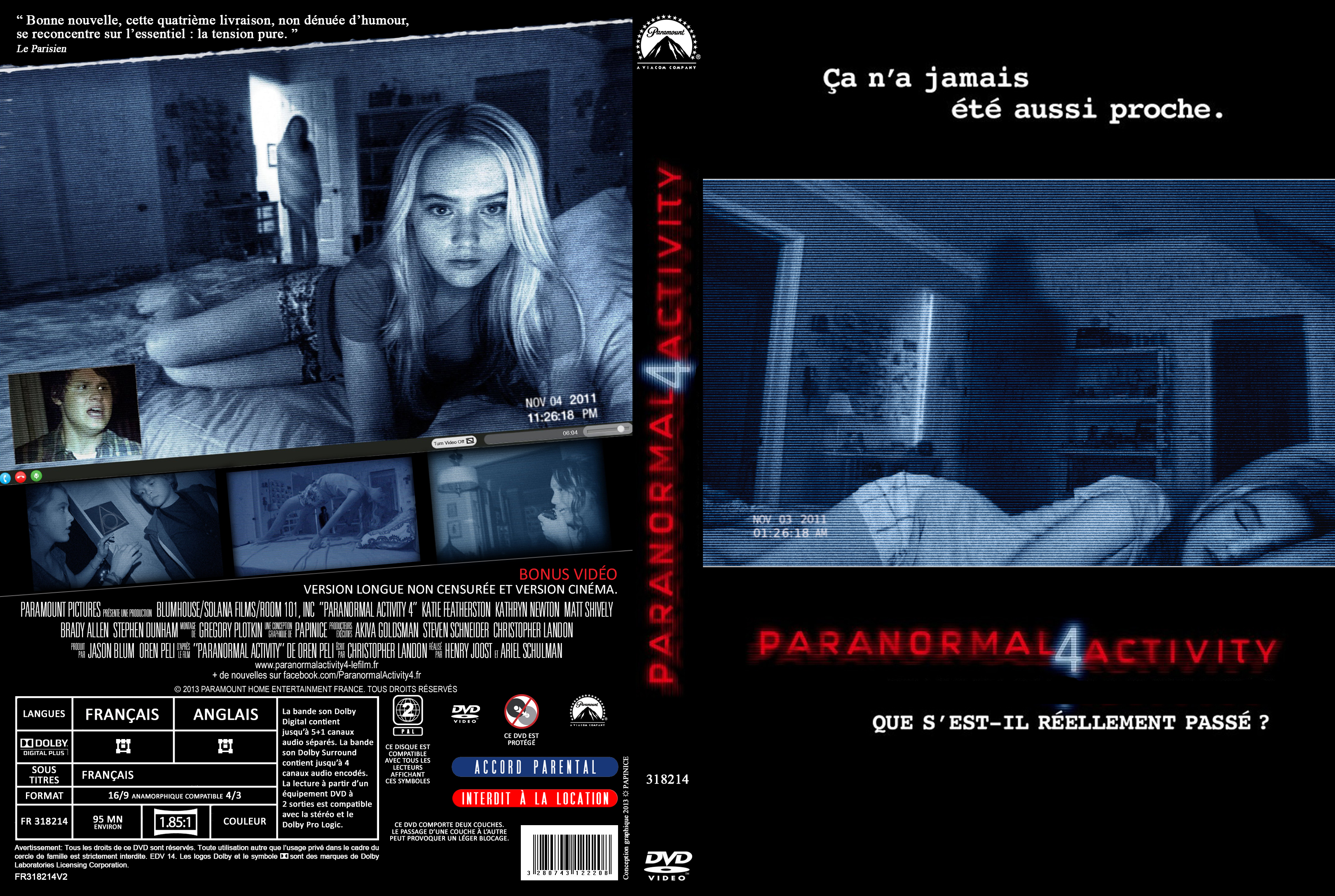 Jaquette DVD Paranormal activity 4 custom