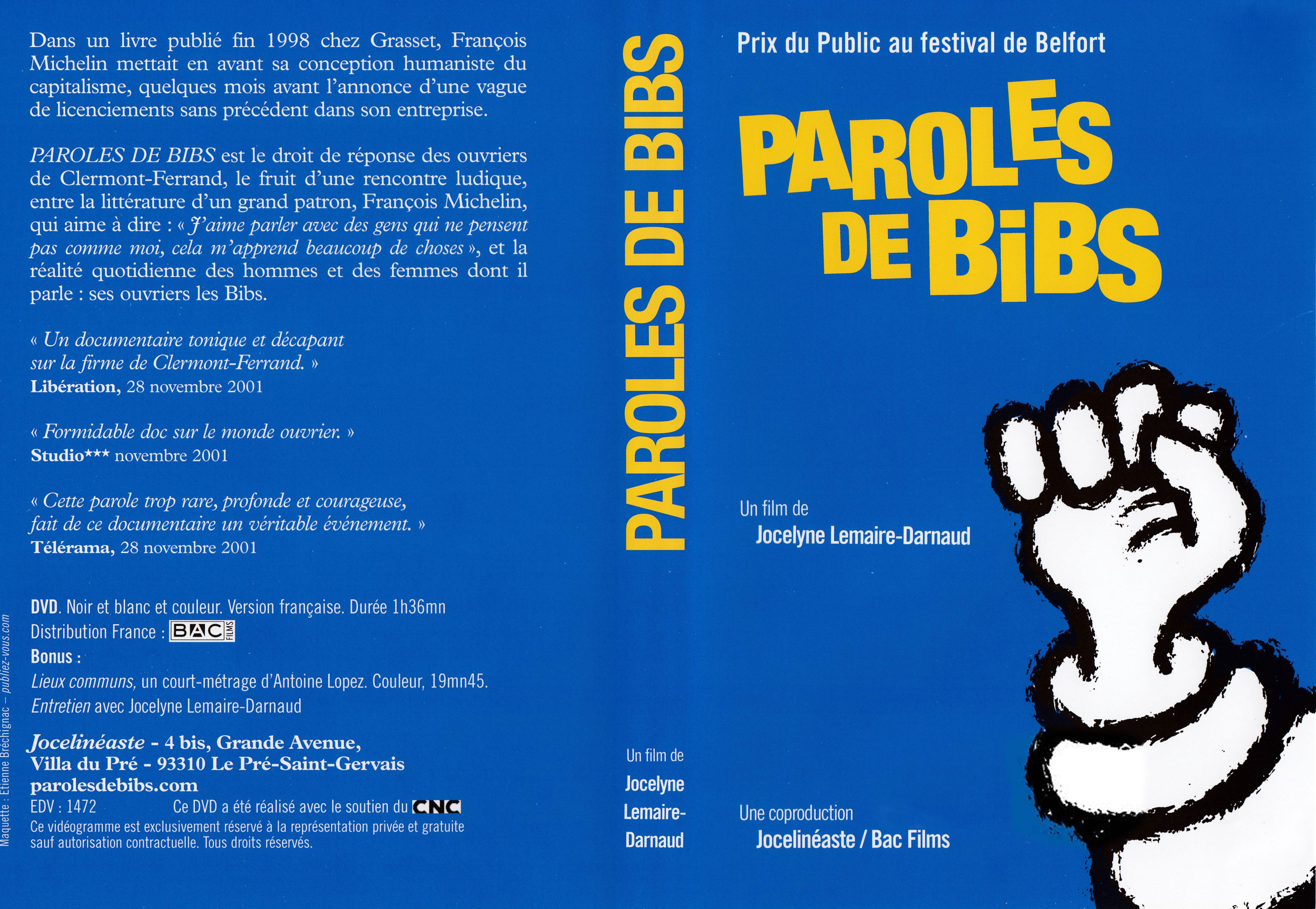 Jaquette DVD Paroles de bibs