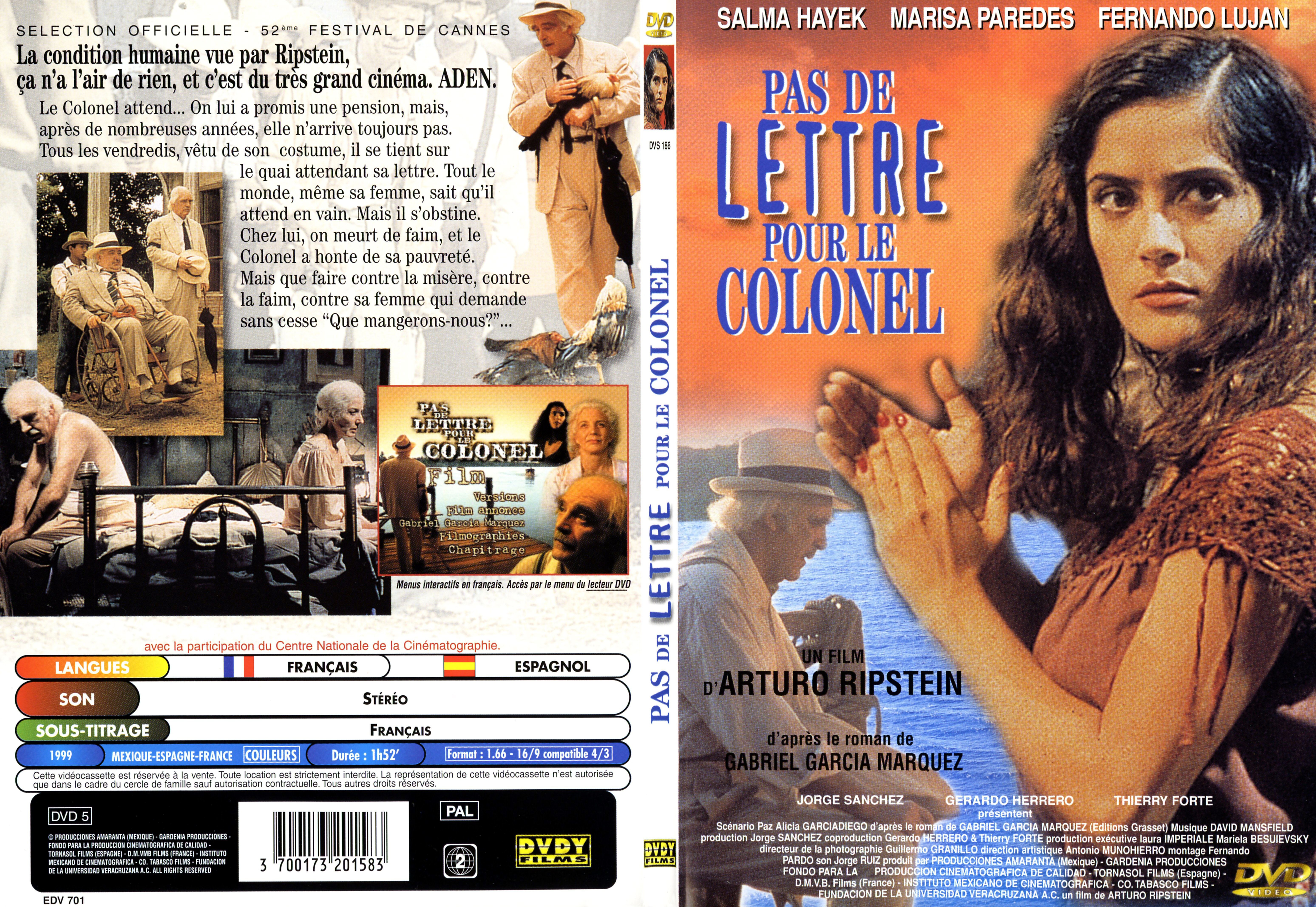 Jaquette DVD Pas de lettre pour le colonel - SLIM