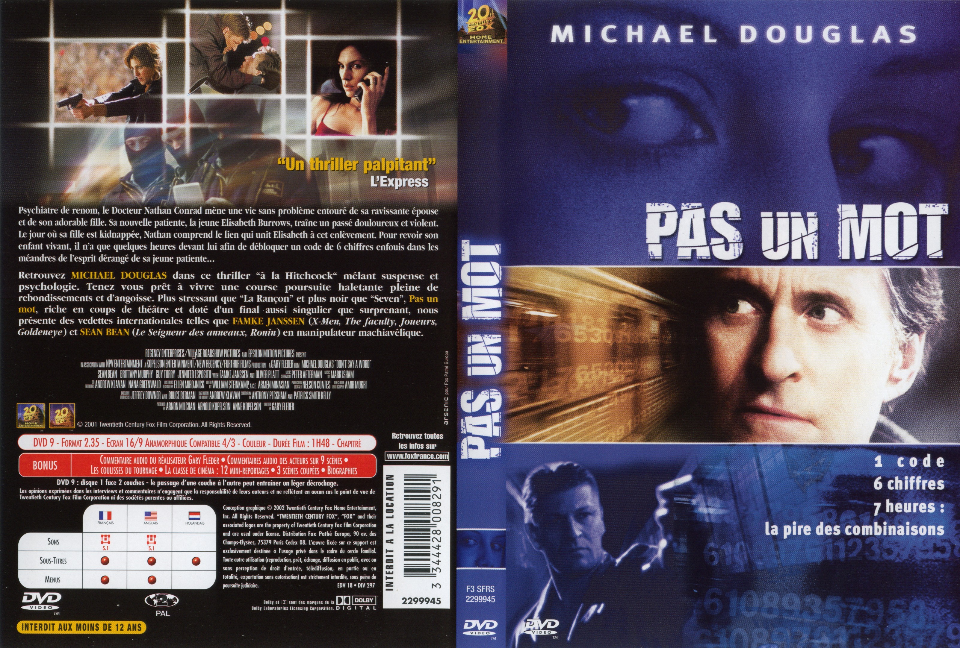 Jaquette DVD Pas un mot