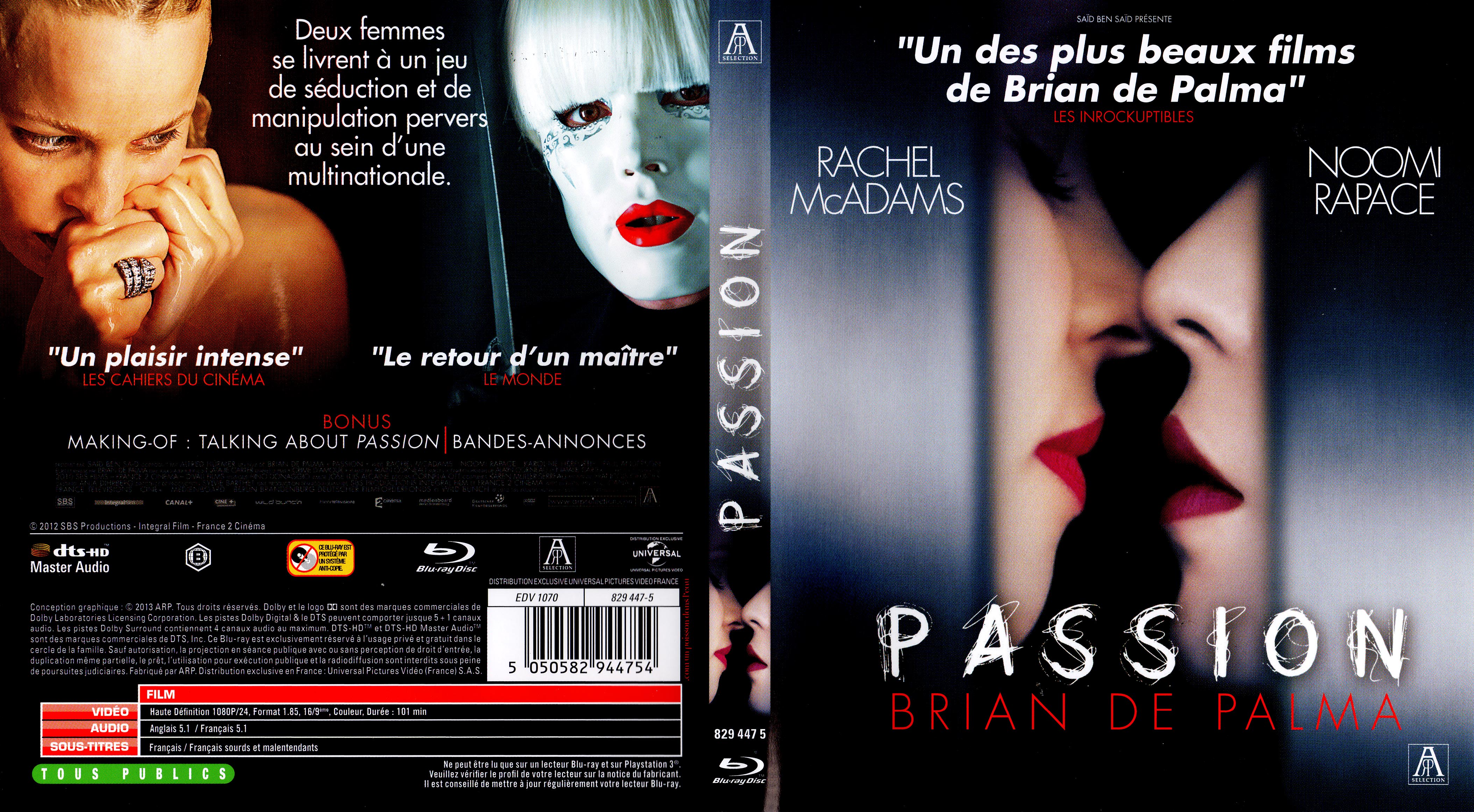 Jaquette Dvd De Passion Blu Ray Cinéma Passion