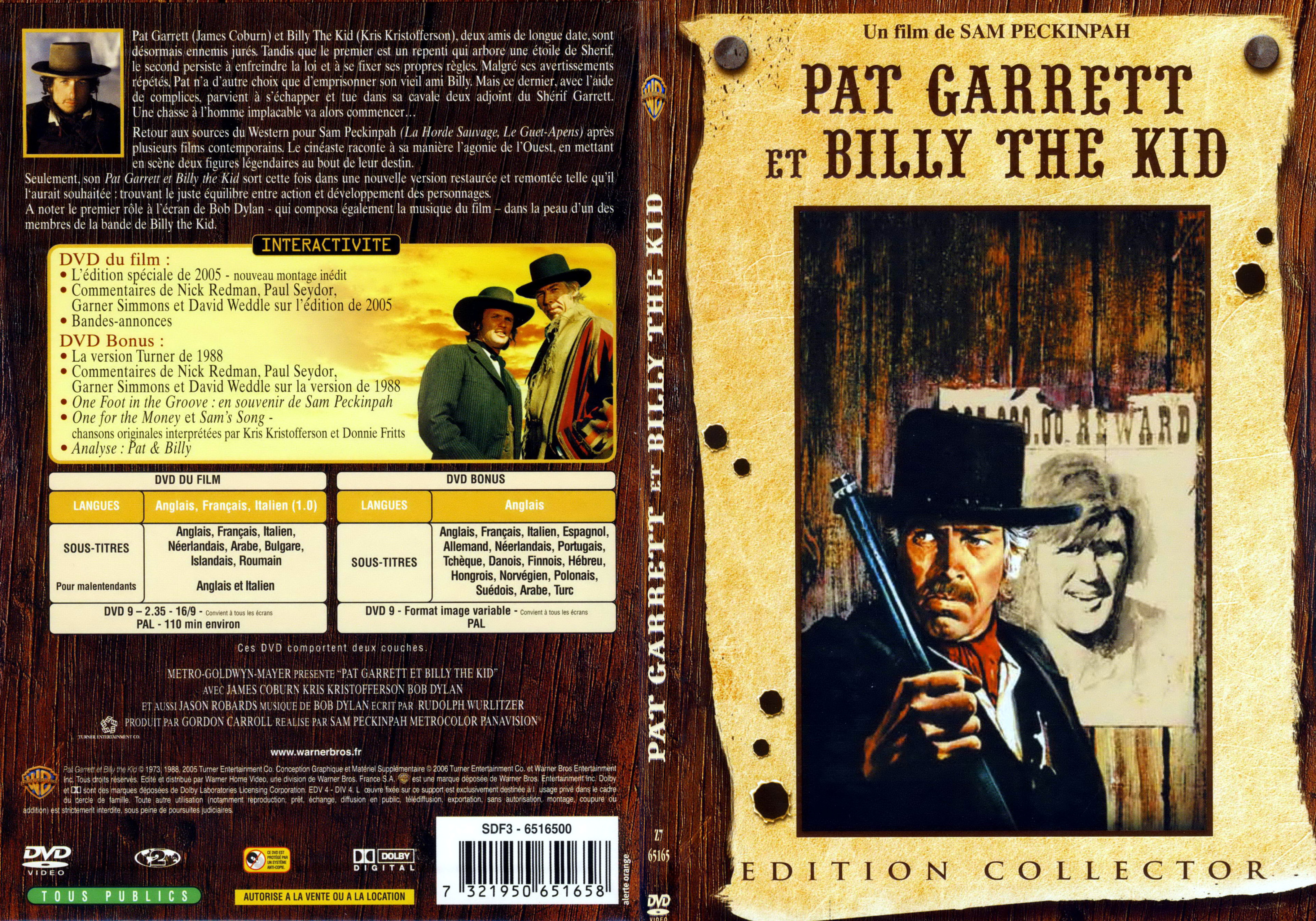 Jaquette DVD Pat Garrett et Billy the Kid - SLIM
