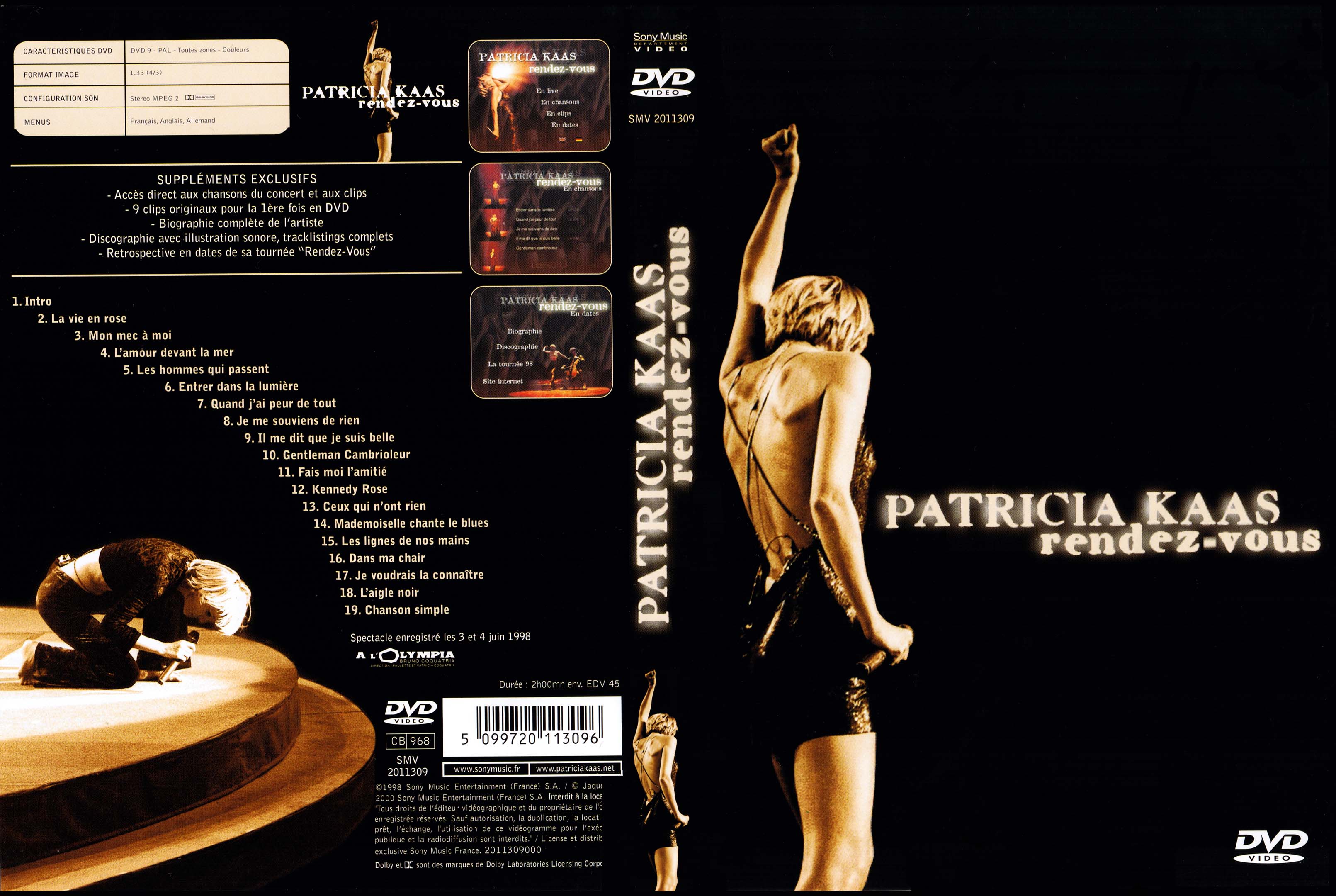 Jaquette DVD Patricia Kaas Rendez-vous