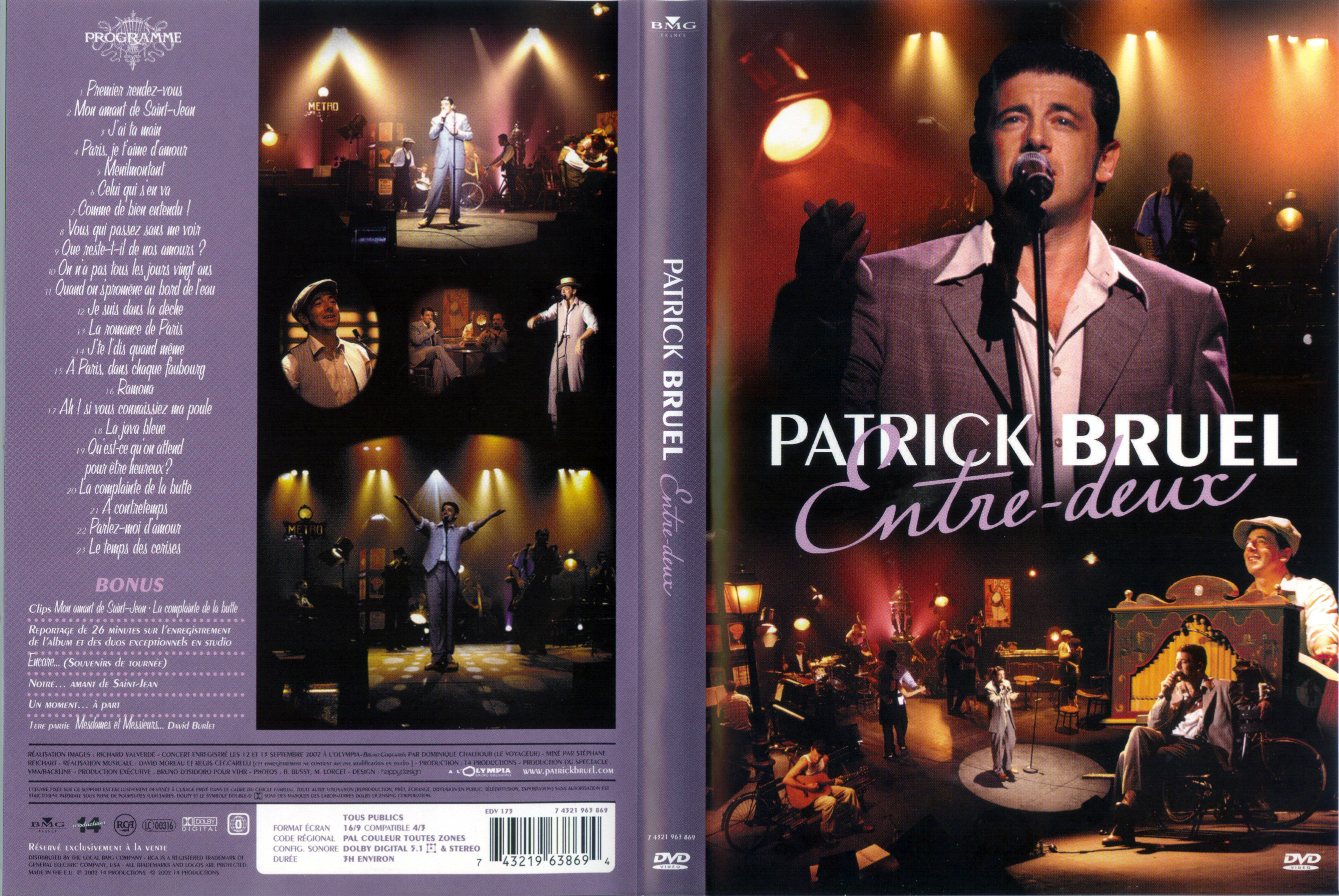 Jaquette DVD Patrick Bruel - Entre-deux